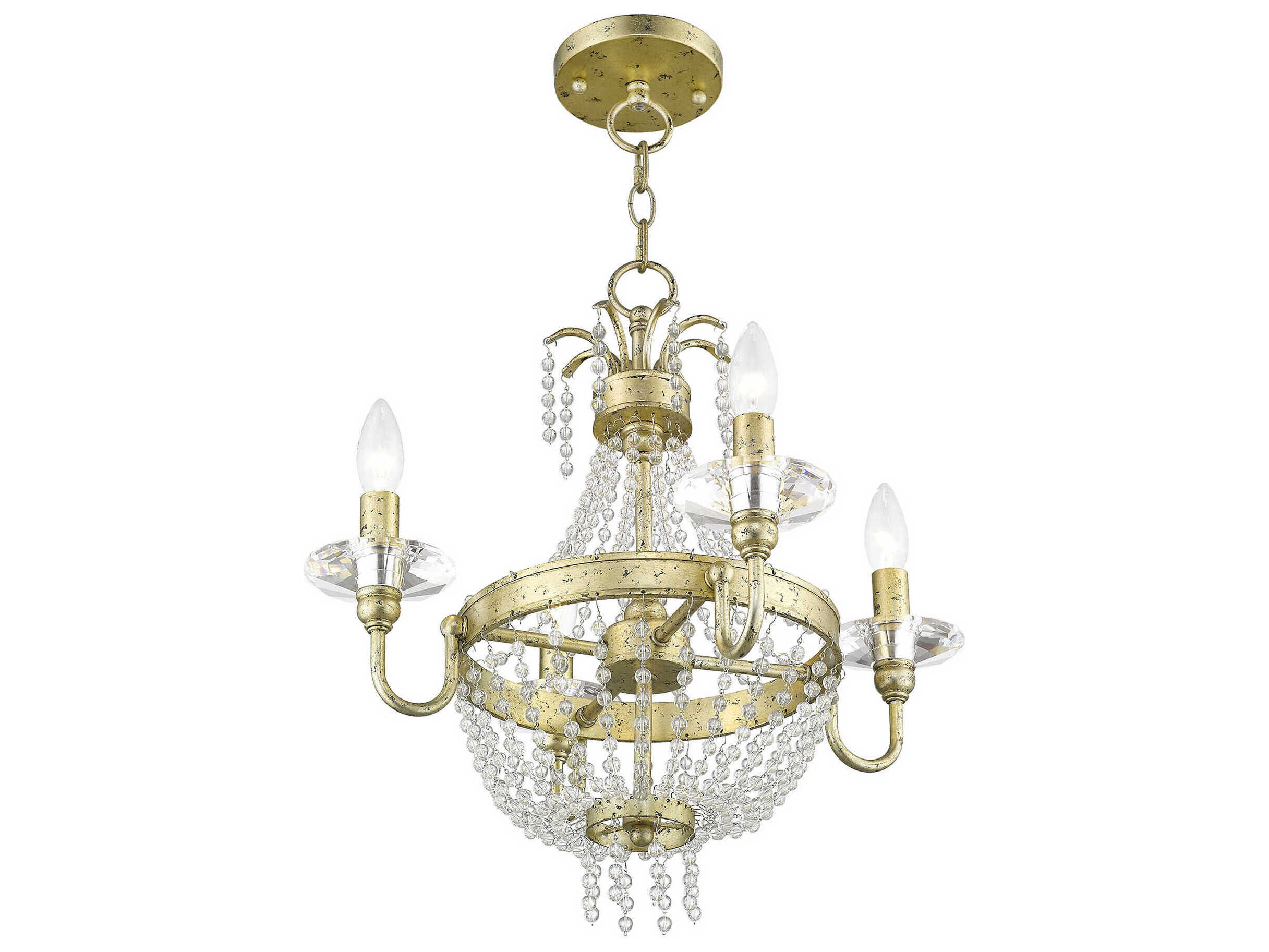 Livex Lighting Valentina 4-Light Hand Applied Winter Gold Crystal Candelabra Chandelier