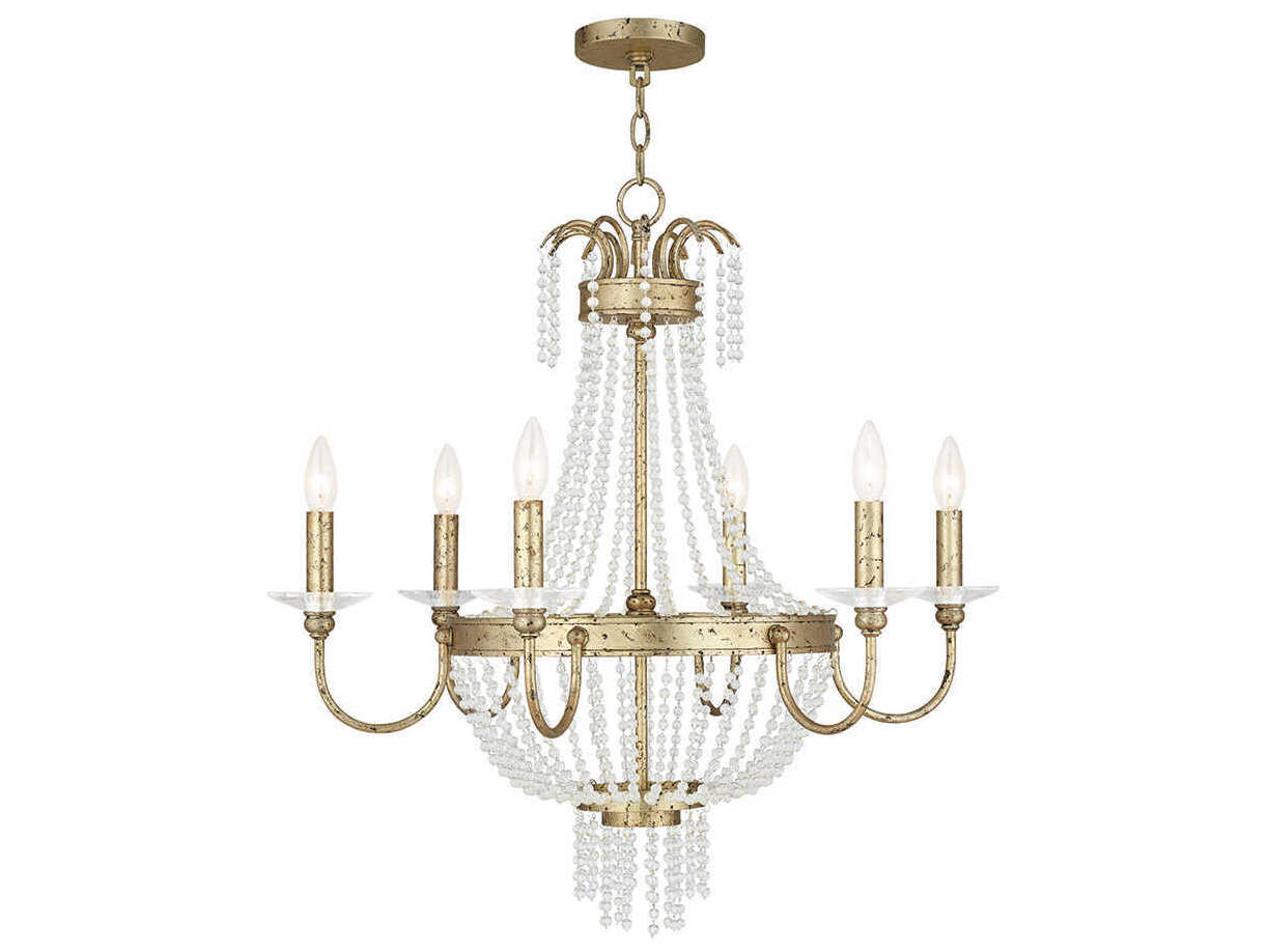 Livex Lighting Valentina 6-Light Hand Applied Winter Gold Crystal Candelabra Chandelier