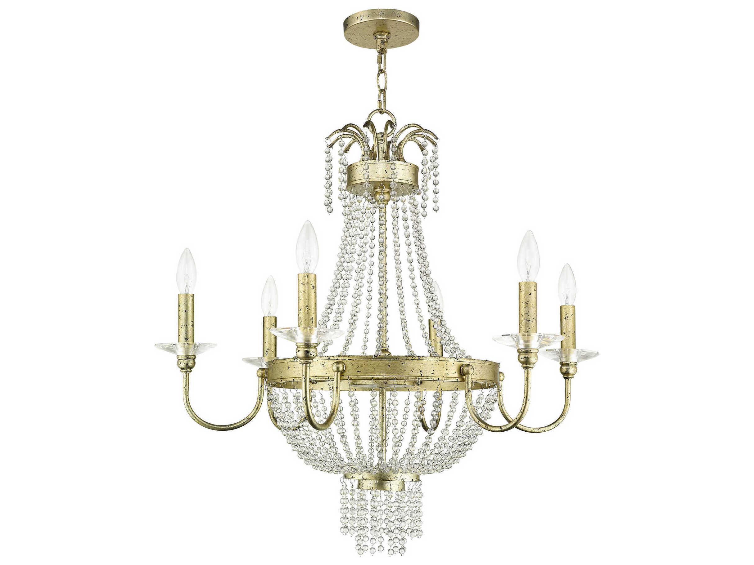 Livex Lighting Valentina 6-Light Hand Applied Winter Gold Crystal Candelabra Chandelier