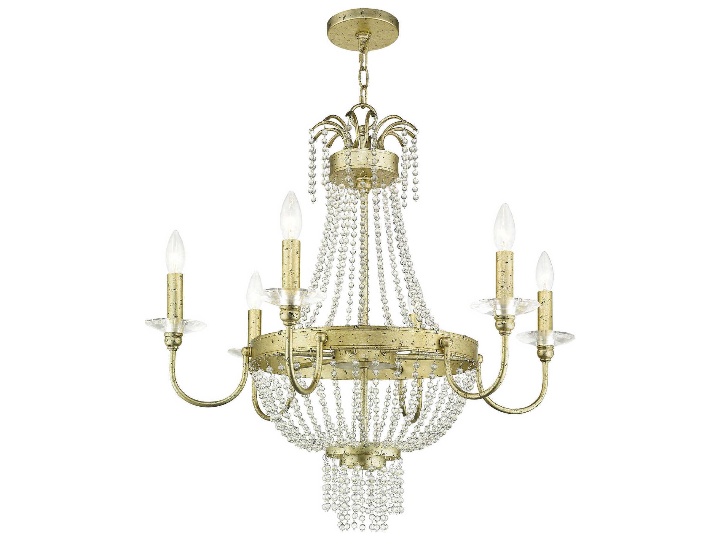 Livex Lighting Valentina 6-Light Hand Applied Winter Gold Crystal Candelabra Chandelier