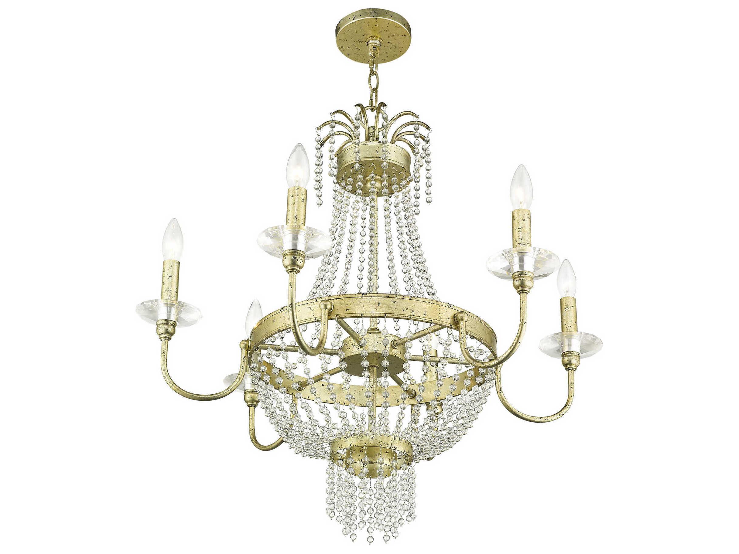 Livex Lighting Valentina 6-Light Hand Applied Winter Gold Crystal Candelabra Chandelier