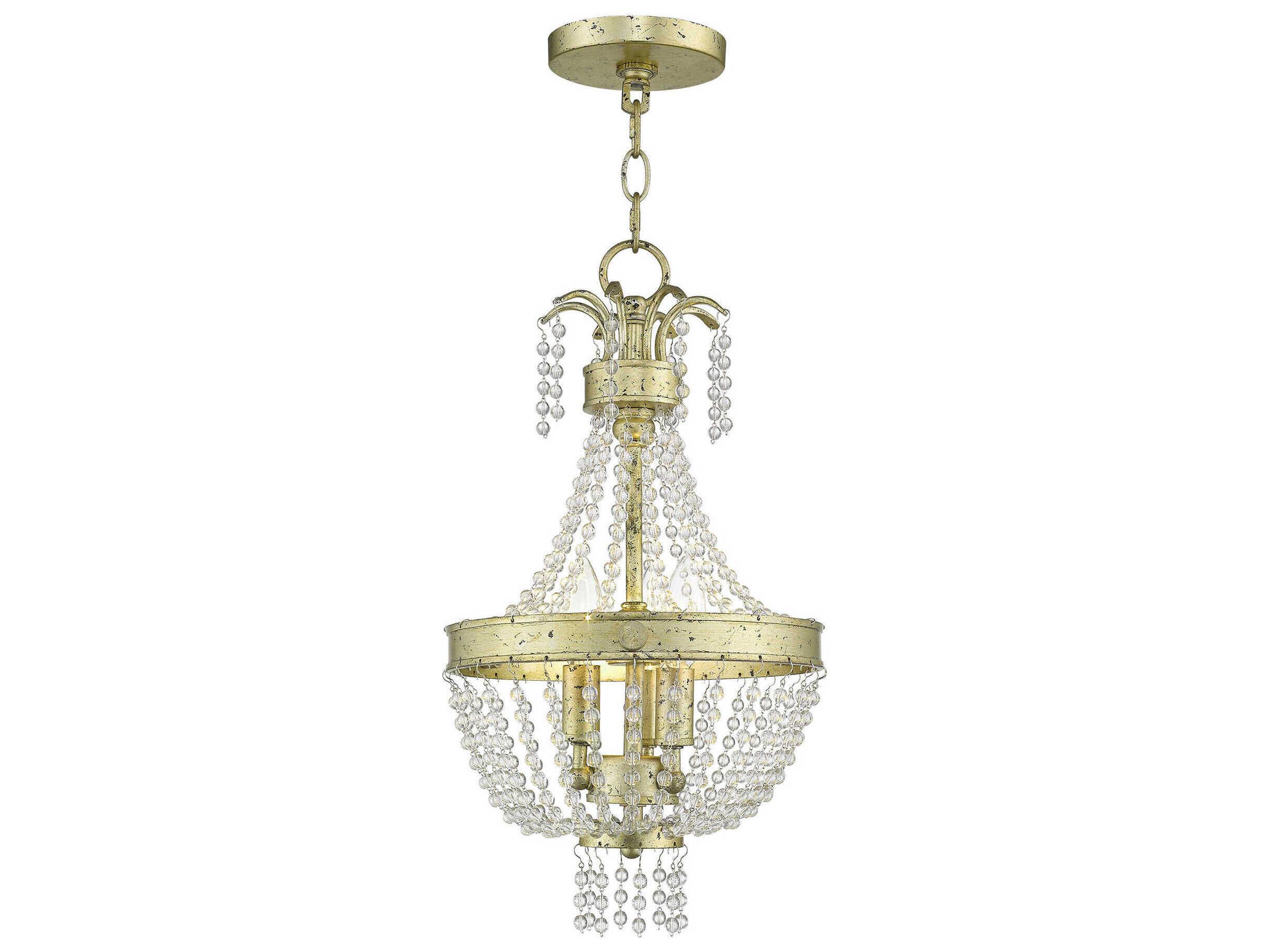 Livex Lighting Valentina 3-Light Hand Applied Winter Gold Crystal Candelabra Chandelier