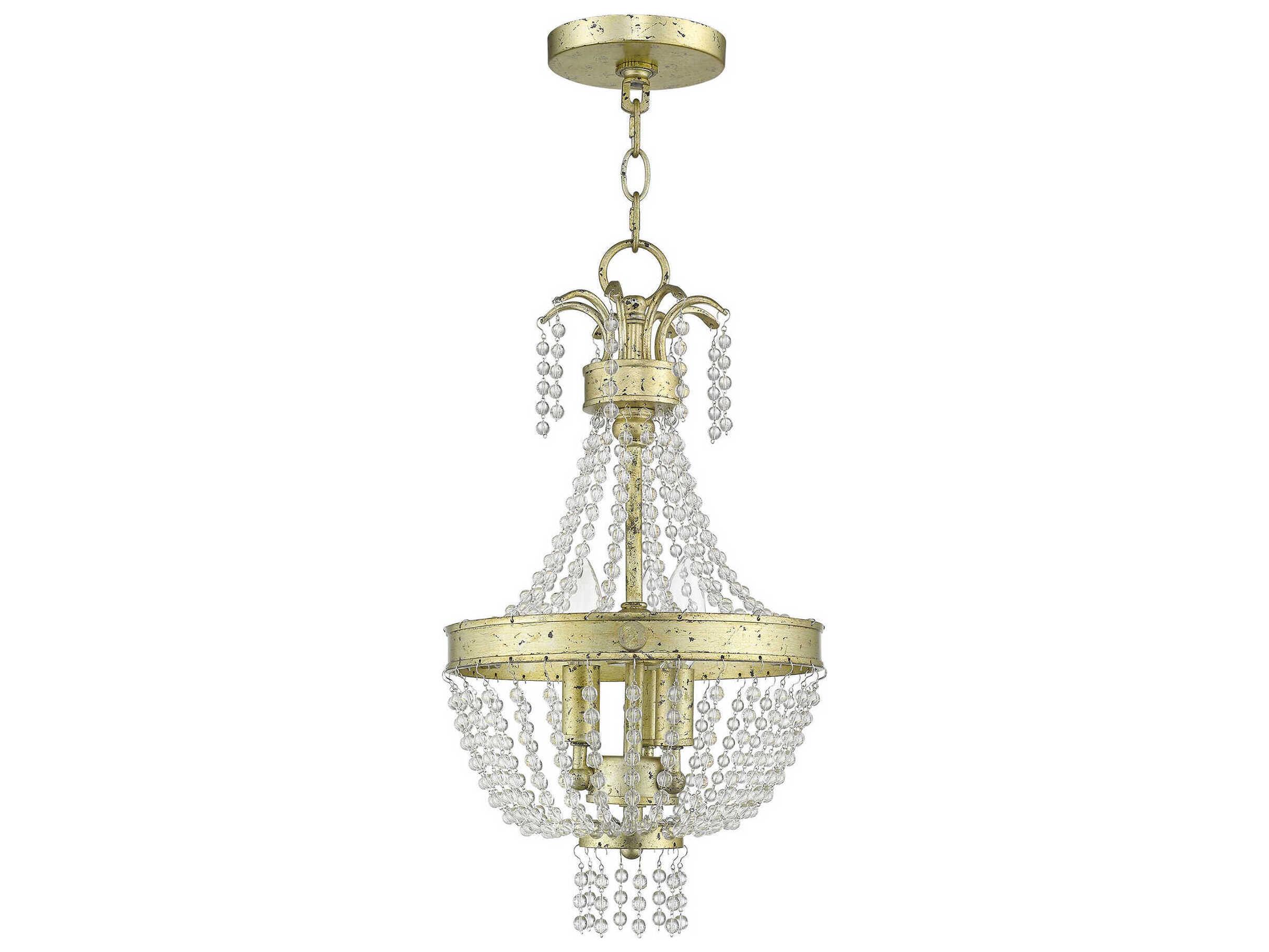 Livex Lighting Valentina 3-Light Hand Applied Winter Gold Crystal Candelabra Chandelier