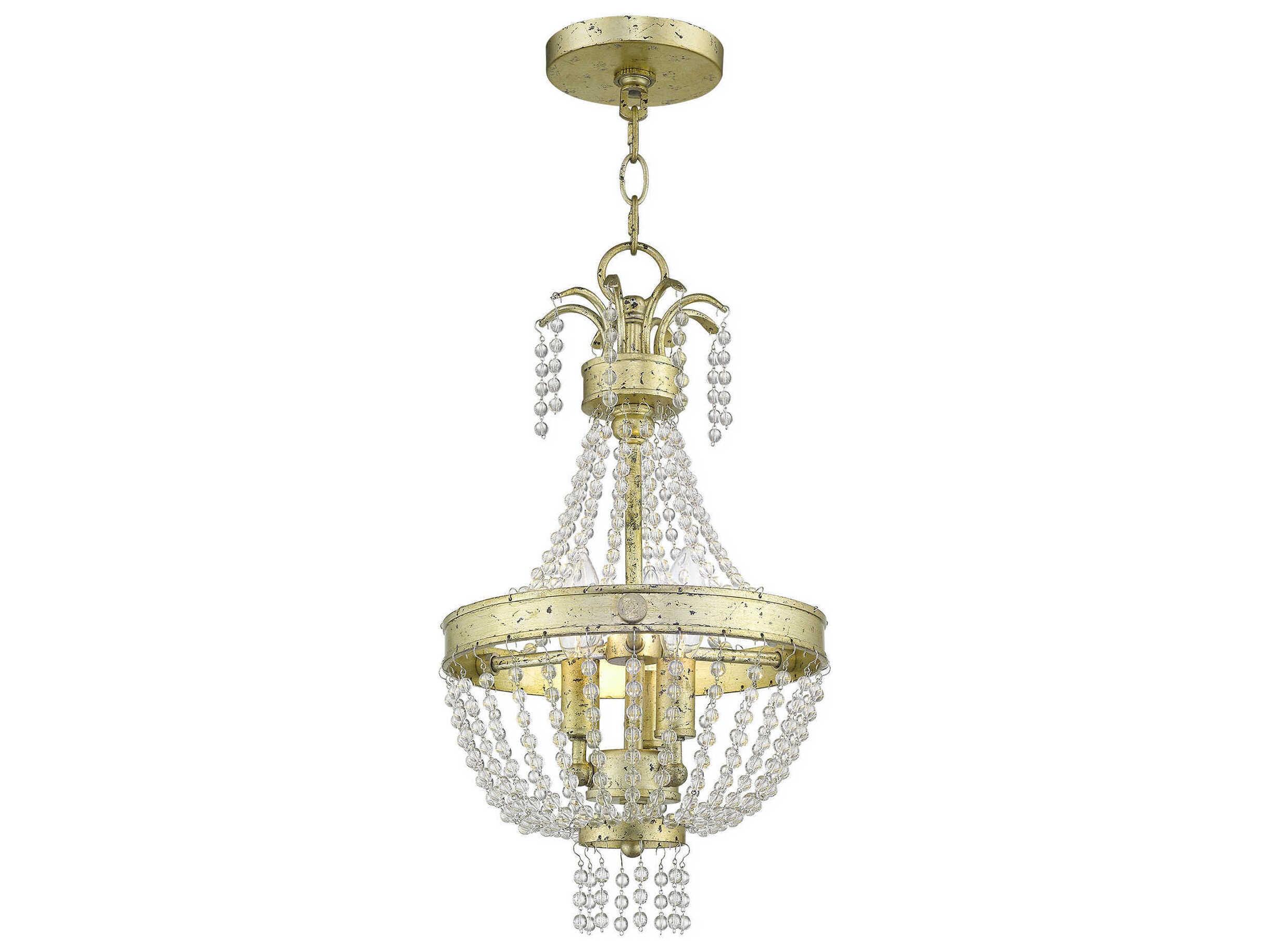 Livex Lighting Valentina 3-Light Hand Applied Winter Gold Crystal Candelabra Chandelier