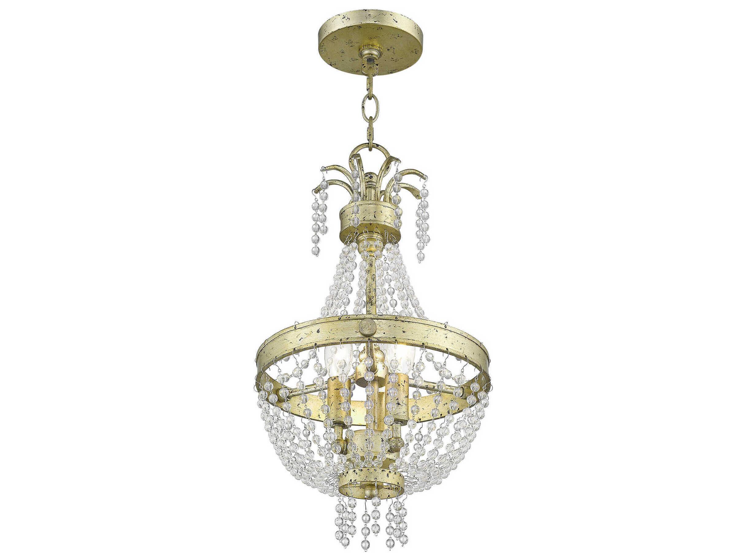 Livex Lighting Valentina 3-Light Hand Applied Winter Gold Crystal Candelabra Chandelier