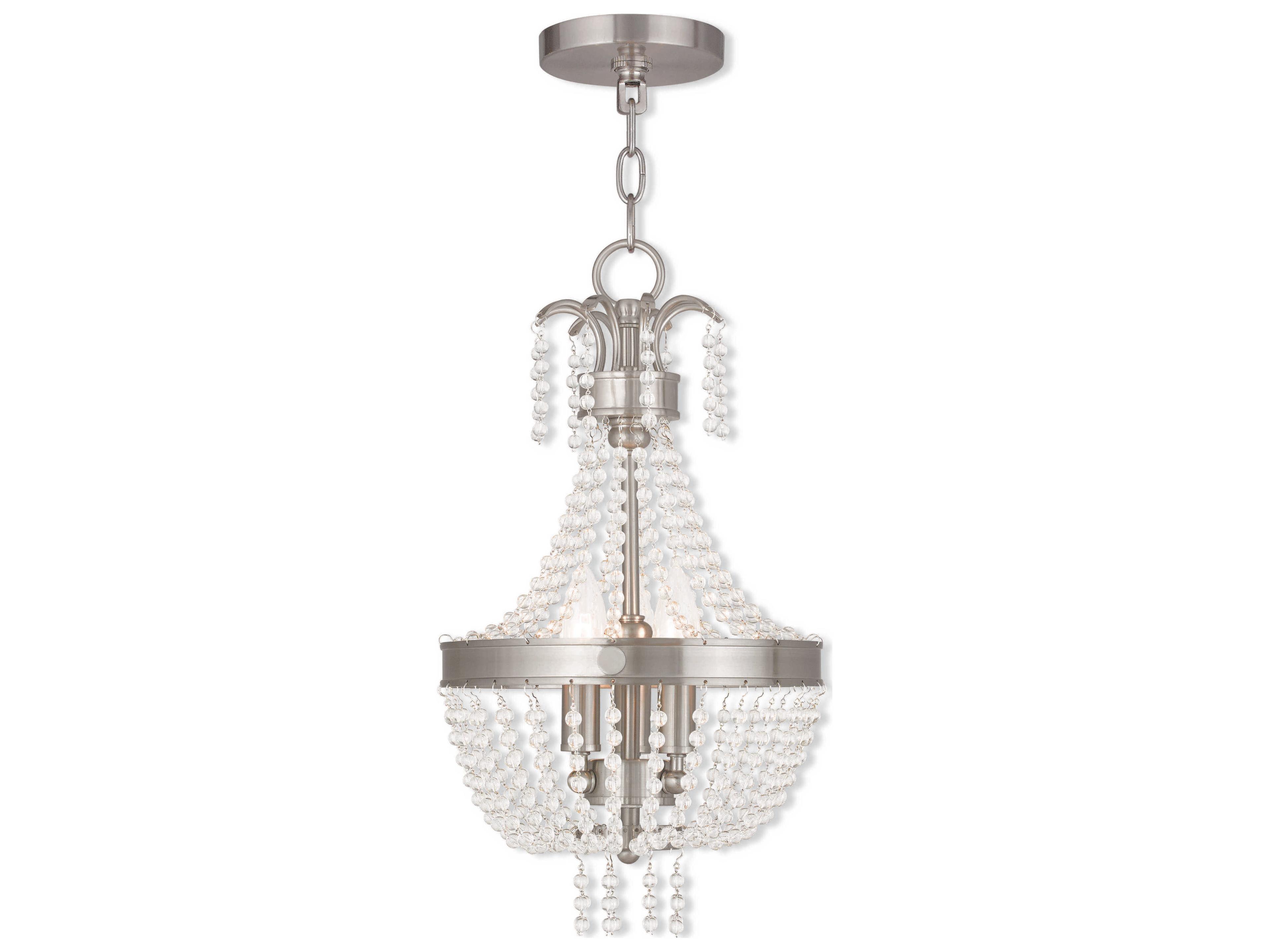 Livex Lighting Valentina 3-Light Brushed Nickel Crystal Candelabra Chandelier