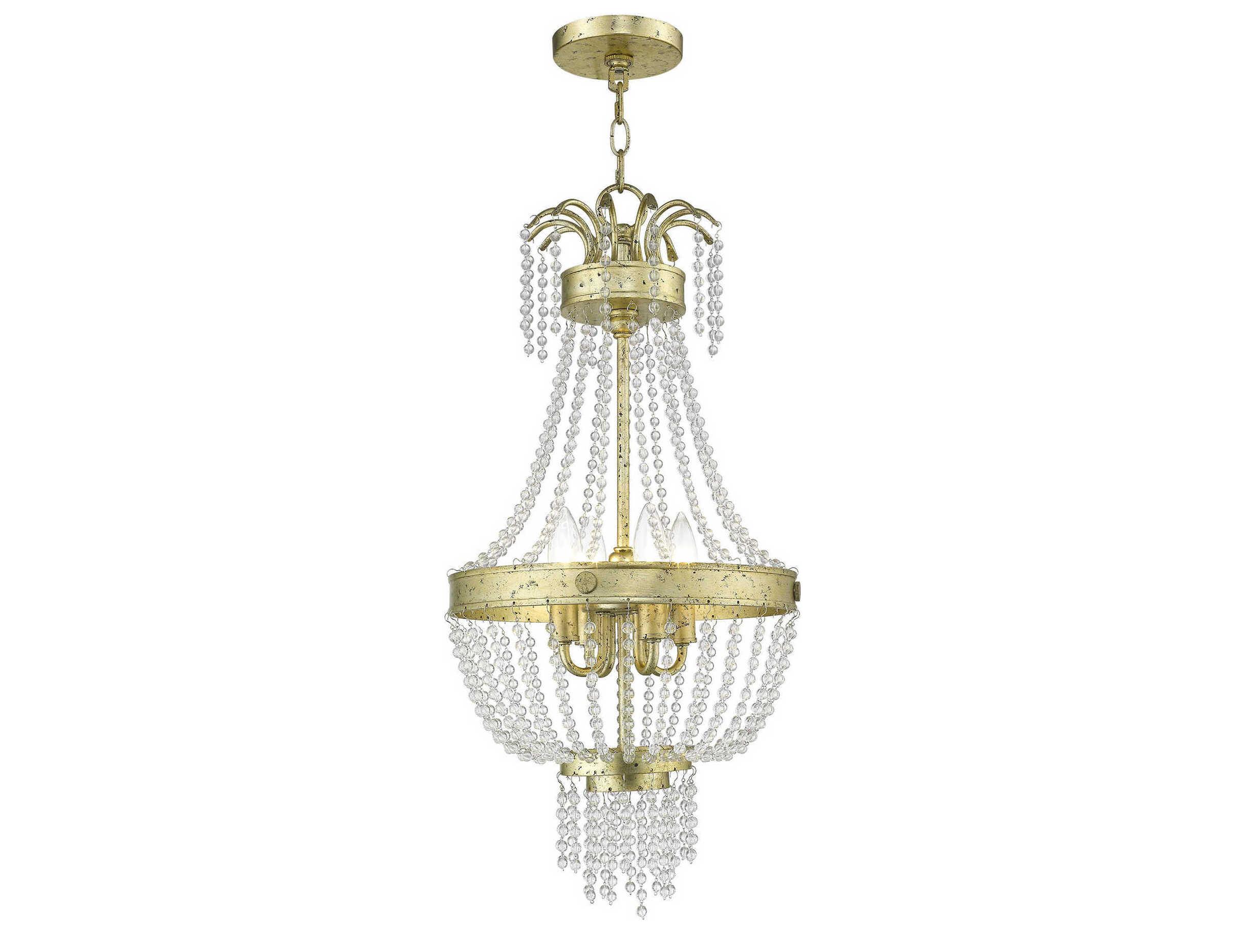 Livex Lighting Valentina 4-Light Hand Applied Winter Gold Crystal Candelabra Chandelier