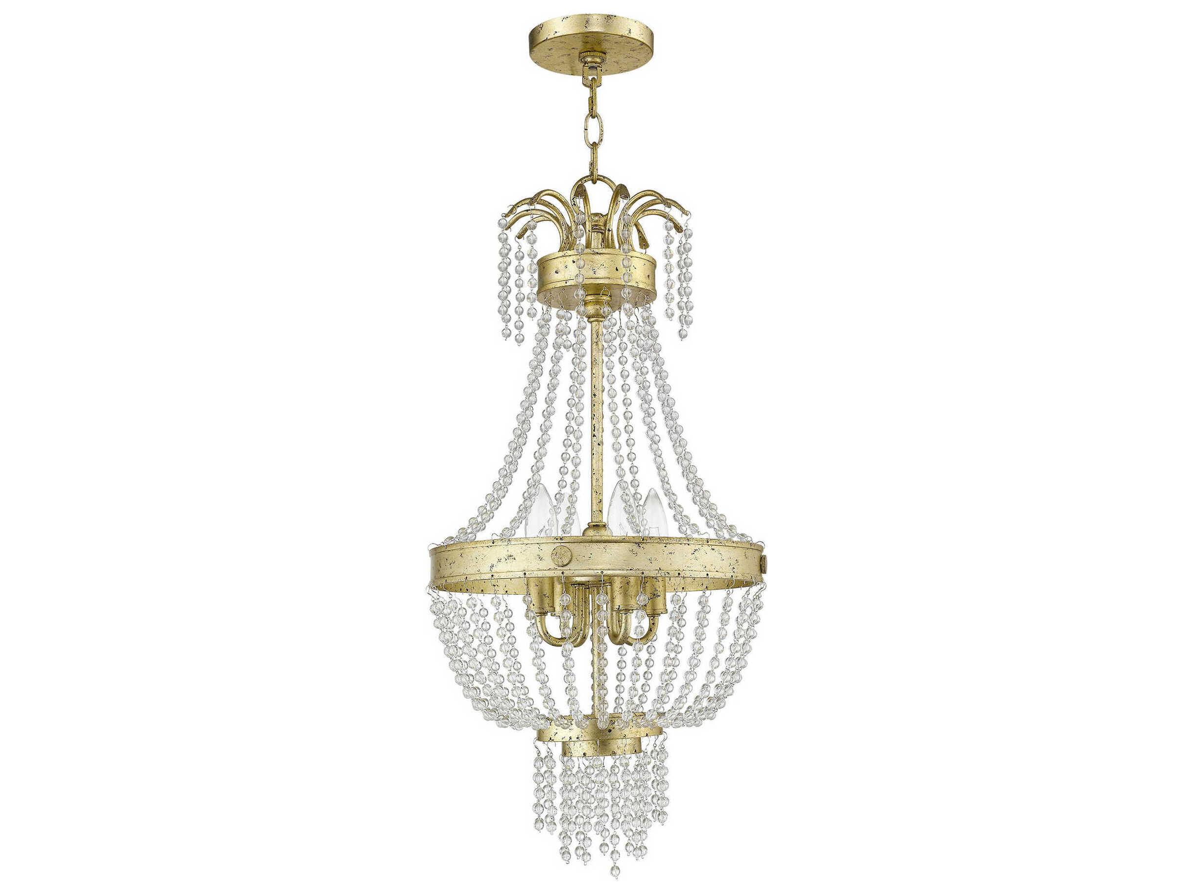 Livex Lighting Valentina 4-Light Hand Applied Winter Gold Crystal Candelabra Chandelier