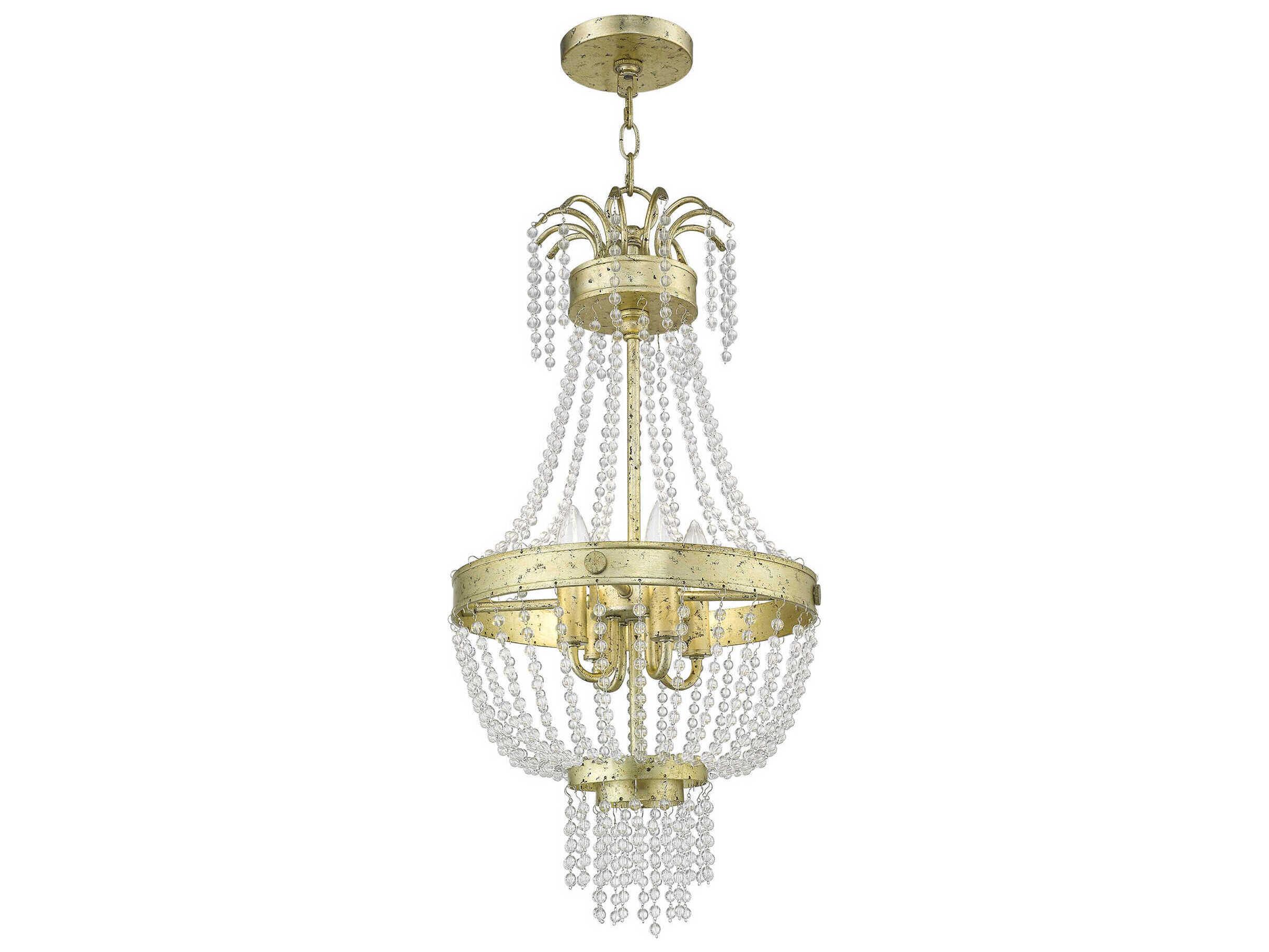 Livex Lighting Valentina 4-Light Hand Applied Winter Gold Crystal Candelabra Chandelier