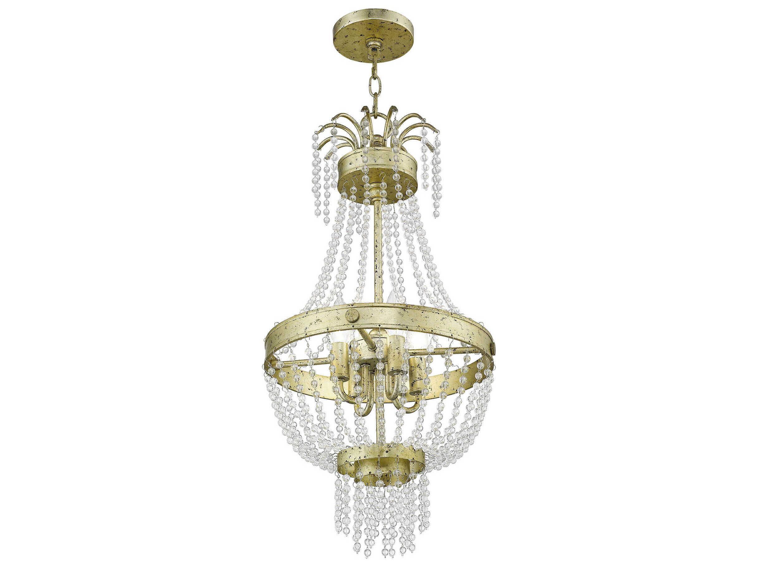 Livex Lighting Valentina 4-Light Hand Applied Winter Gold Crystal Candelabra Chandelier