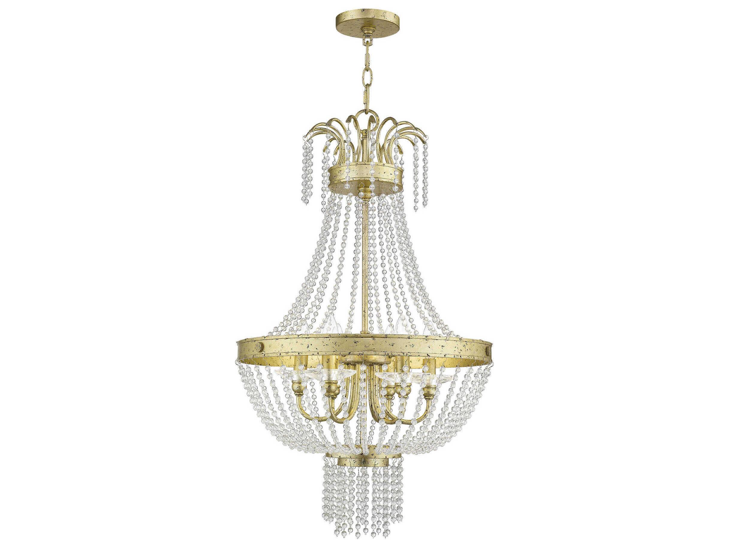 Livex Lighting Valentina 6-Light Hand Applied Winter Gold Crystal Candelabra Chandelier