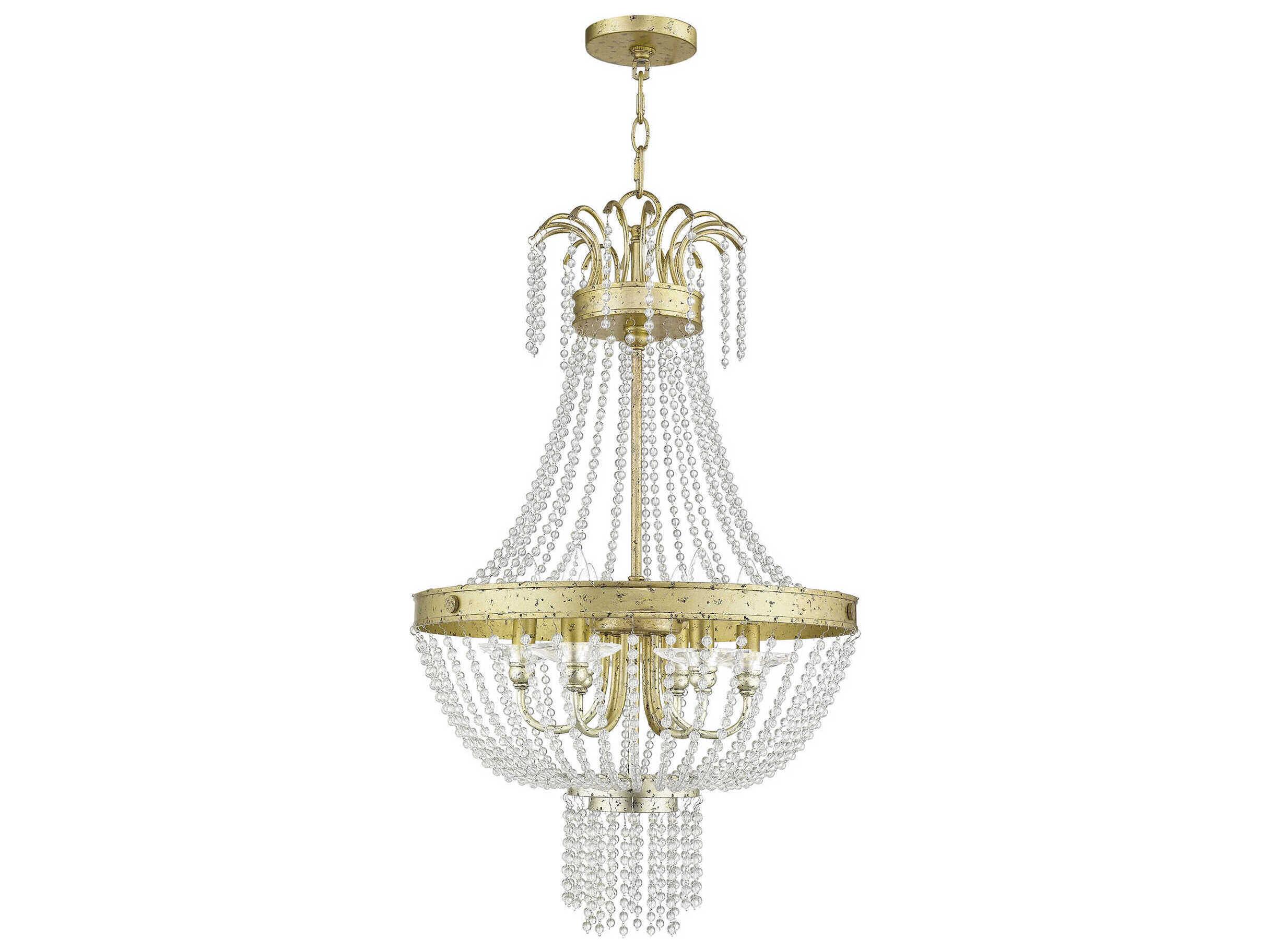 Livex Lighting Valentina 6-Light Hand Applied Winter Gold Crystal Candelabra Chandelier