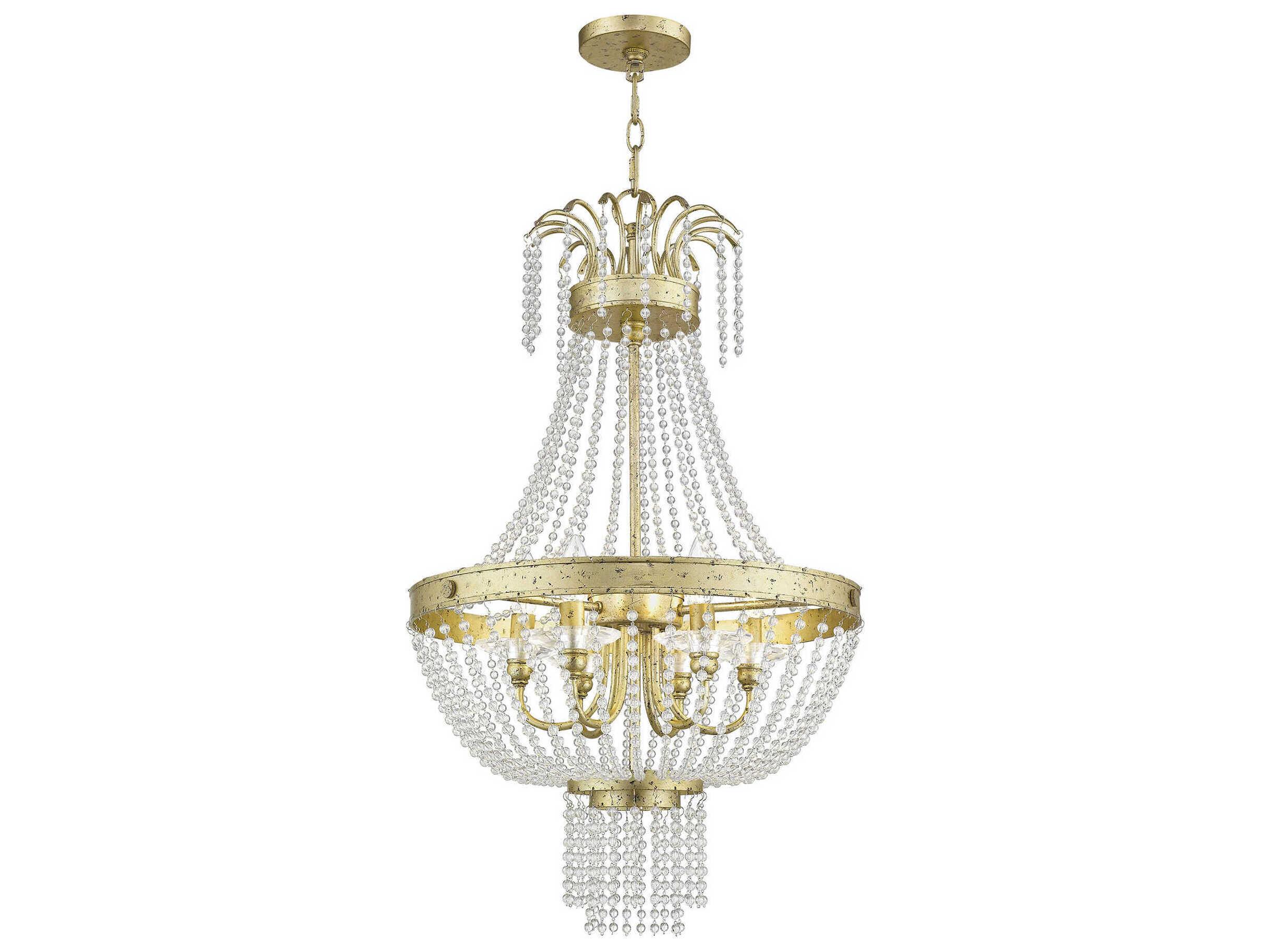Livex Lighting Valentina 6-Light Hand Applied Winter Gold Crystal Candelabra Chandelier