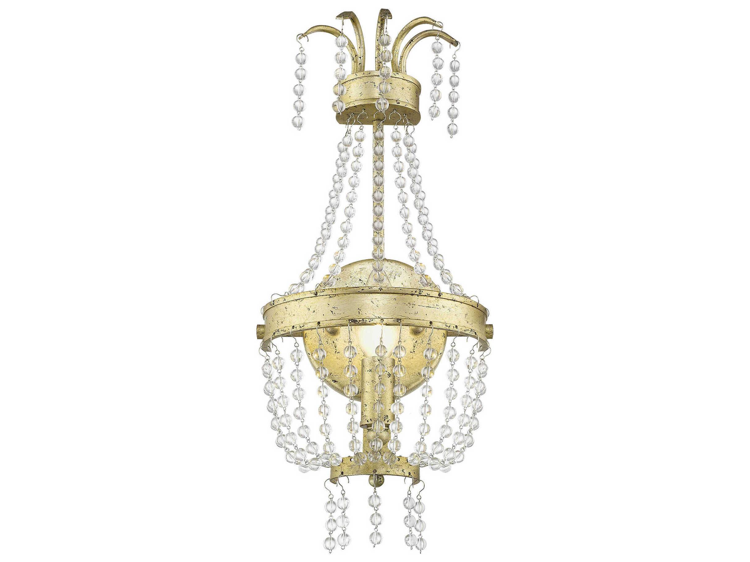 Livex Lighting Valentina 1-Light Hand Applied Winter Gold Crystal Wall Sconce