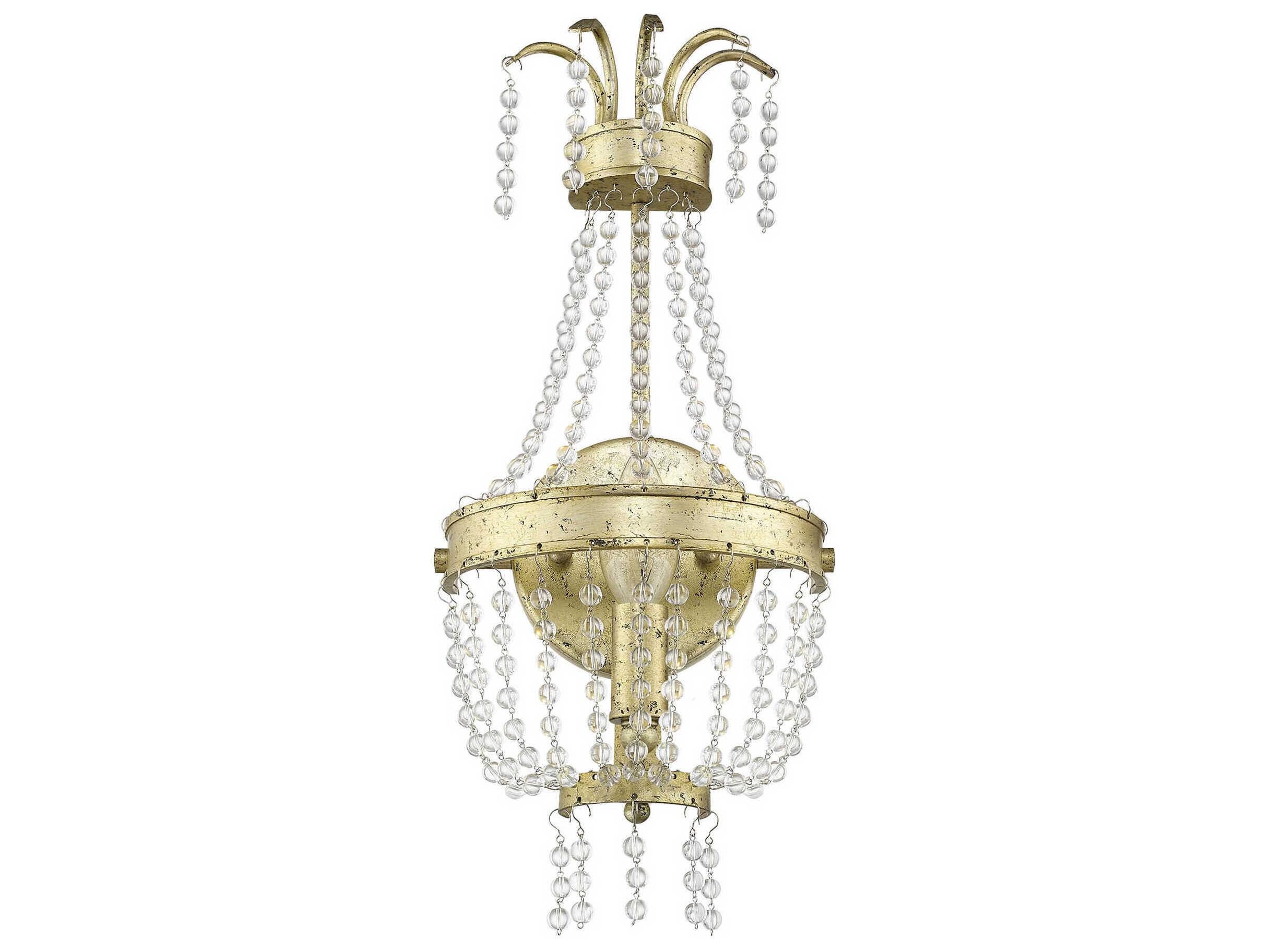 Livex Lighting Valentina 1-Light Hand Applied Winter Gold Crystal Wall Sconce