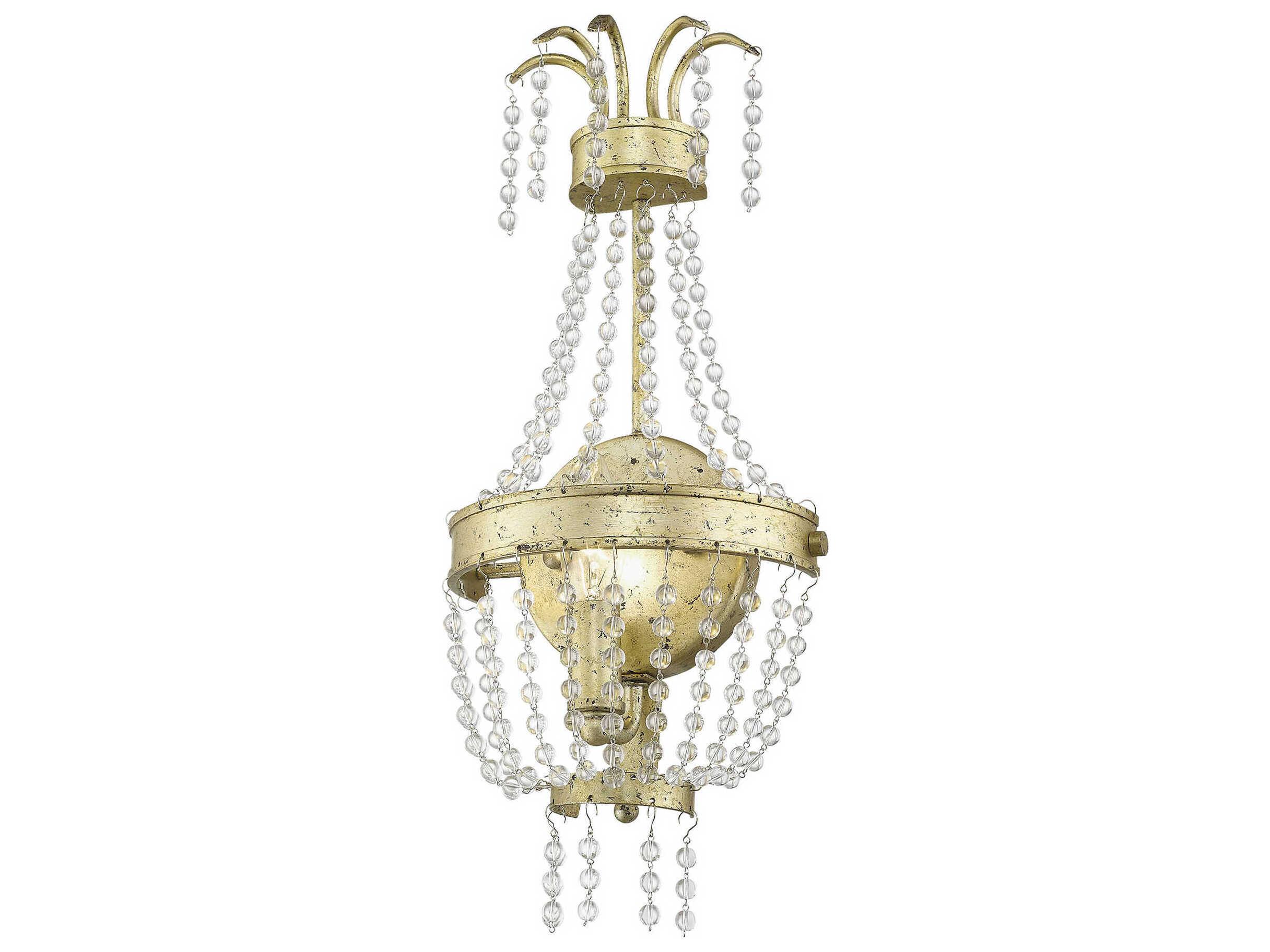 Livex Lighting Valentina 1-Light Hand Applied Winter Gold Crystal Wall Sconce