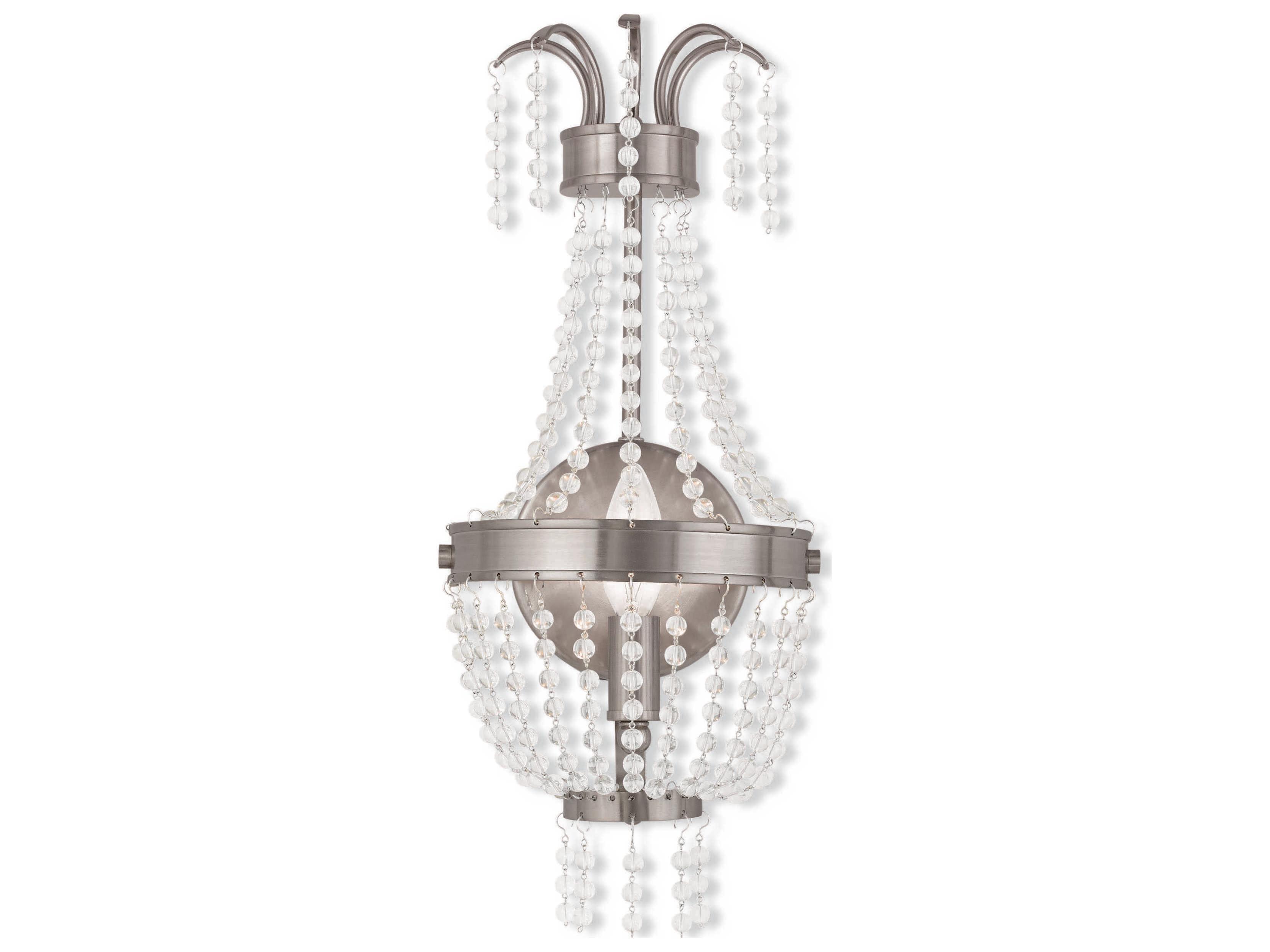 Livex Lighting Valentina 1-Light Brushed Nickel Crystal Wall Sconce