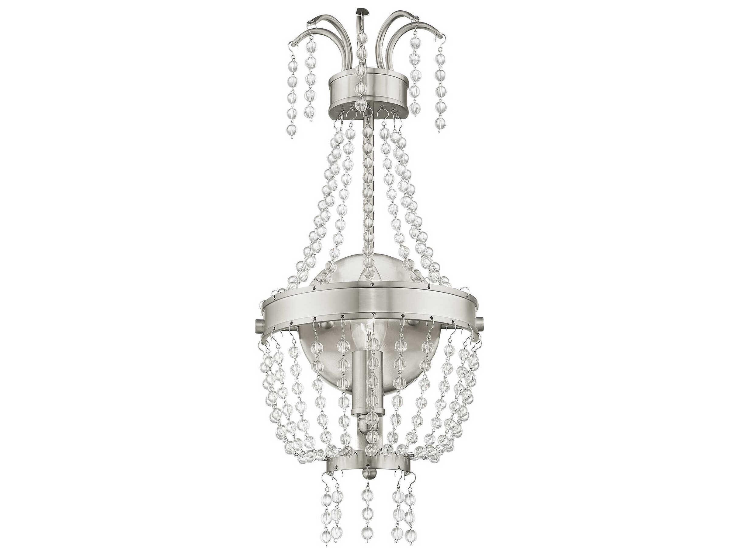Livex Lighting Valentina 1-Light Brushed Nickel Crystal Wall Sconce