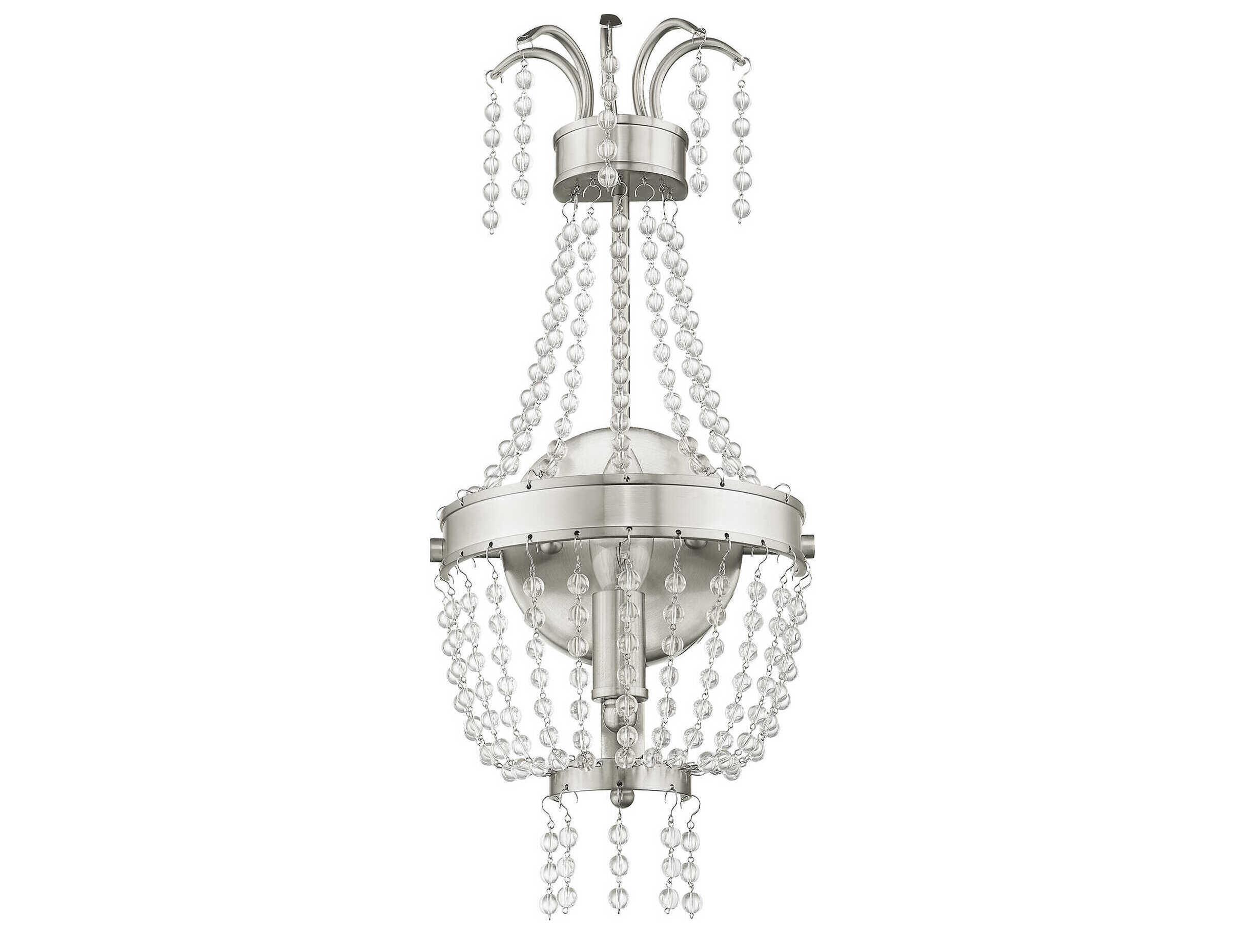 Livex Lighting Valentina 1-Light Brushed Nickel Crystal Wall Sconce