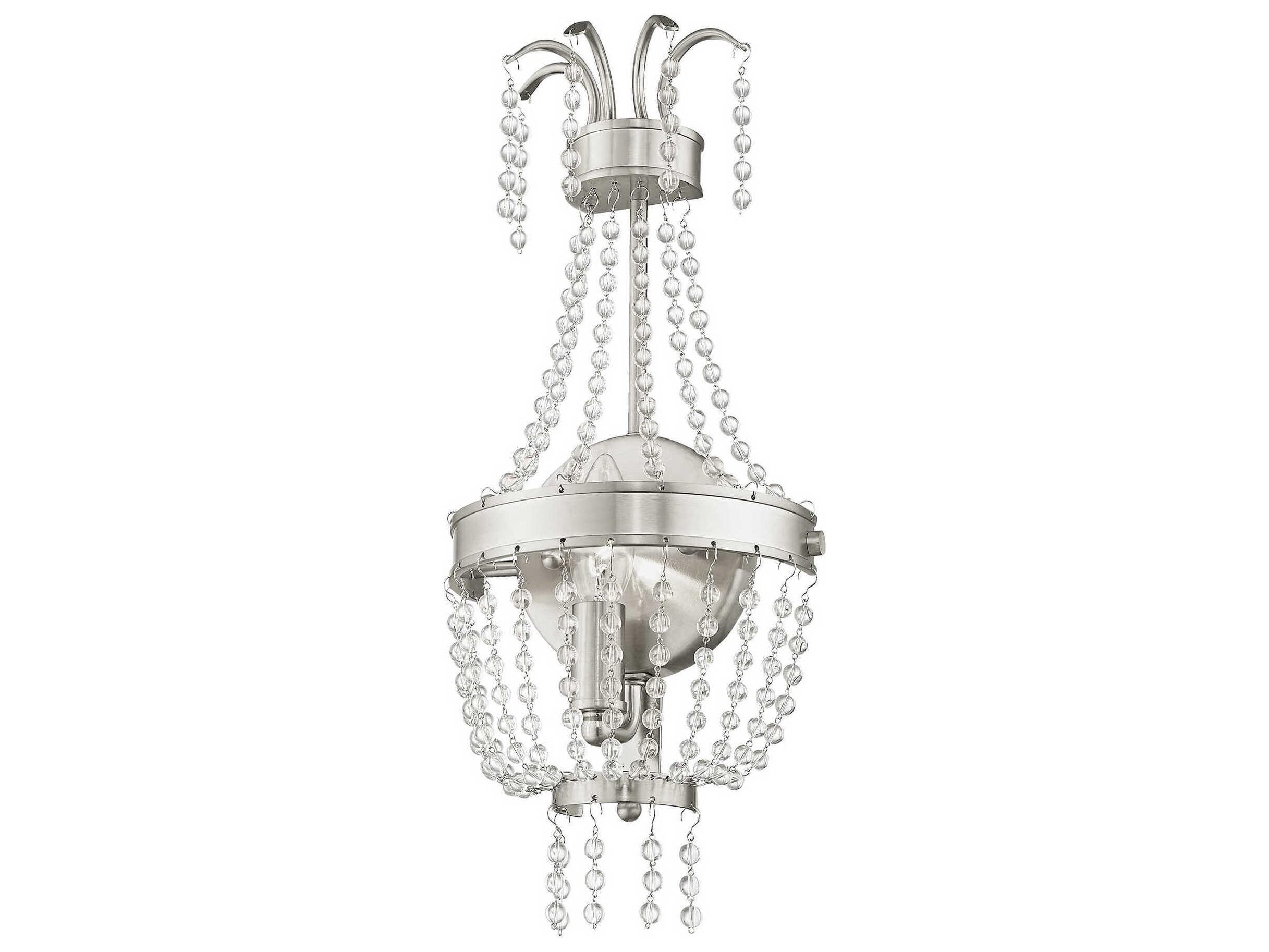 Livex Lighting Valentina 1-Light Brushed Nickel Crystal Wall Sconce