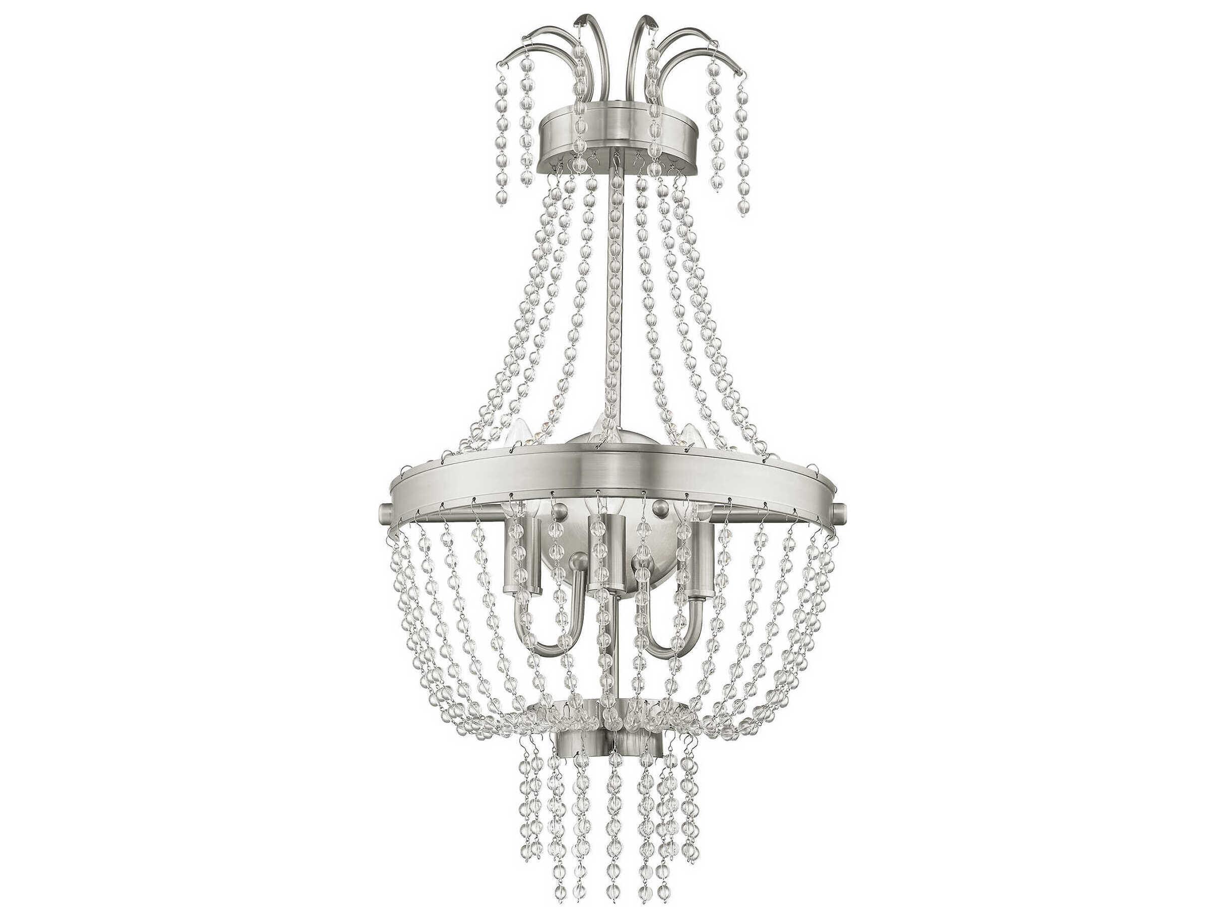 Livex Lighting Valentina 3-Light Brushed Nickel Crystal Wall Sconce