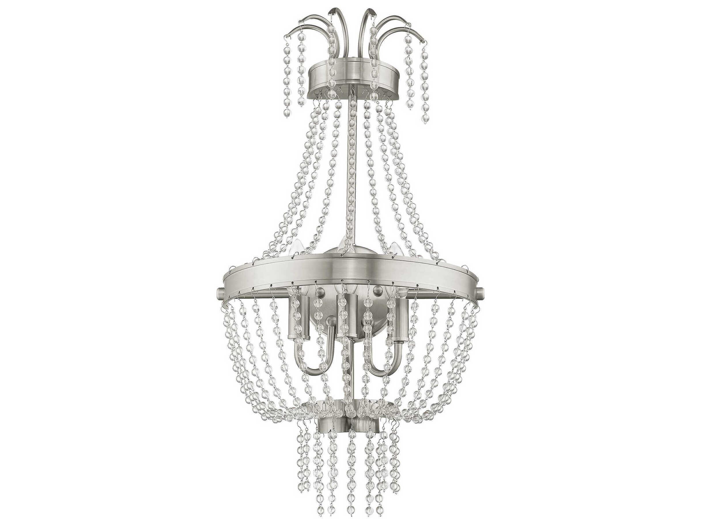 Livex Lighting Valentina 3-Light Brushed Nickel Crystal Wall Sconce