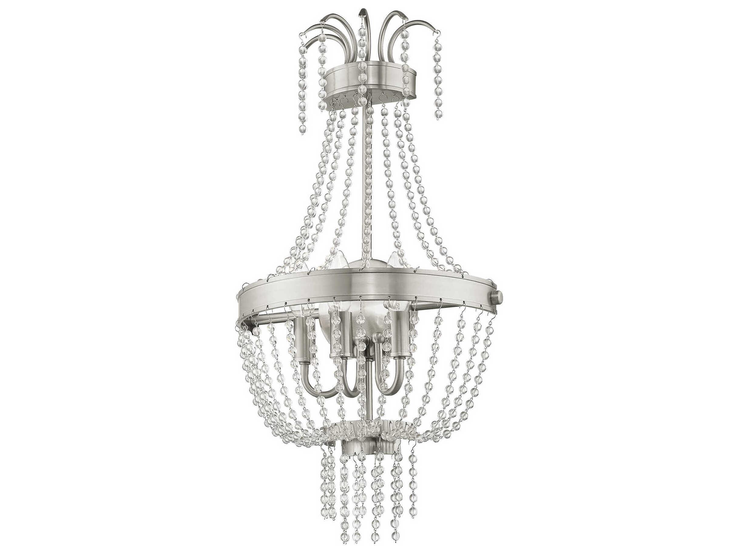 Livex Lighting Valentina 3-Light Brushed Nickel Crystal Wall Sconce