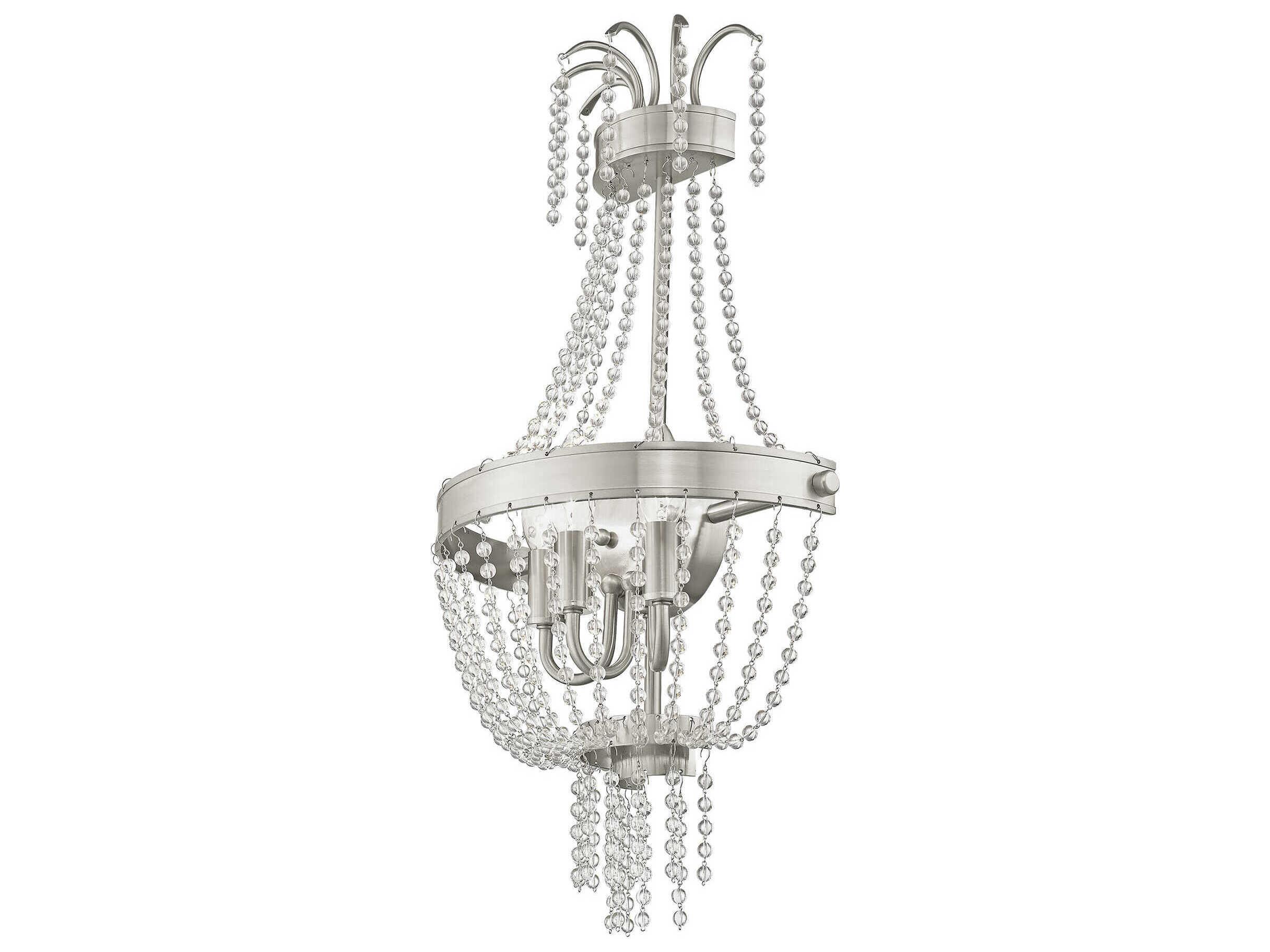 Livex Lighting Valentina 3-Light Brushed Nickel Crystal Wall Sconce
