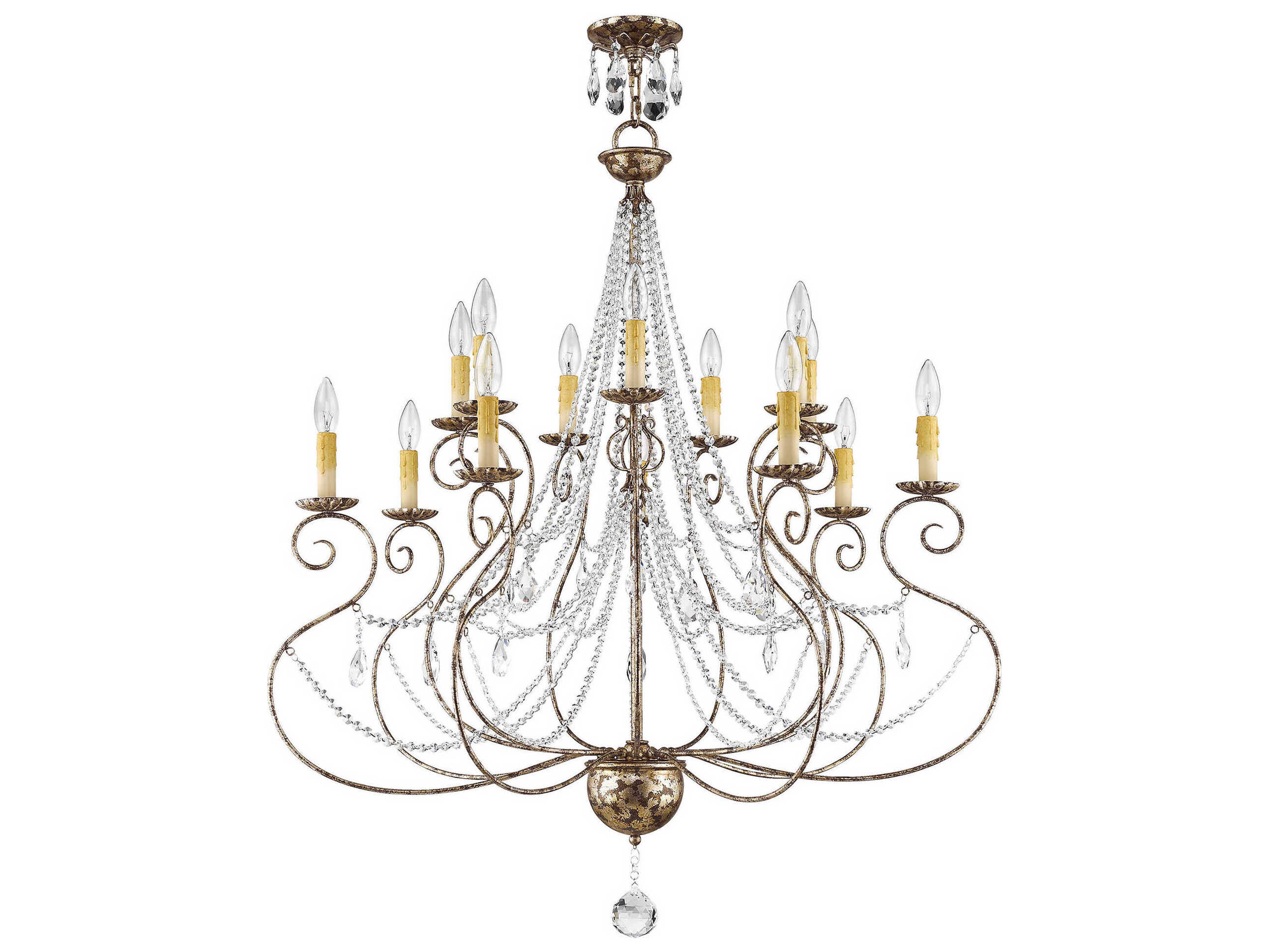 Livex Lighting Isabella 14-Light Hand Applied European Bronze Crystal Candelabra Tiered Chandelier