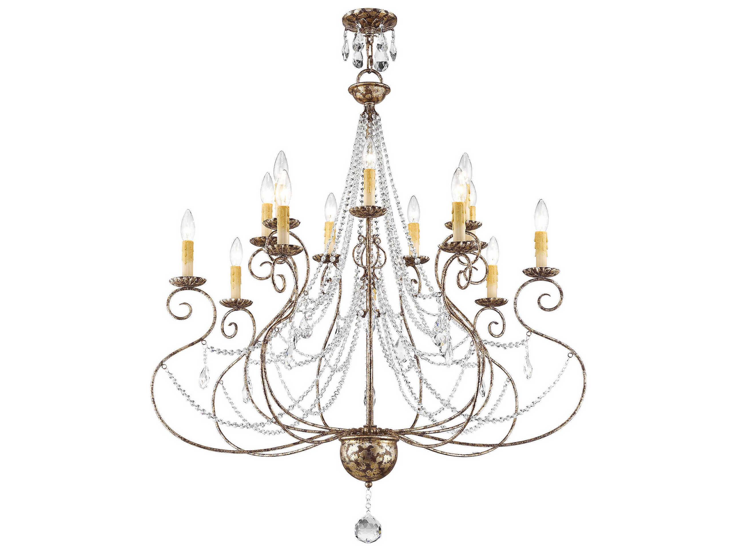 Livex Lighting Isabella 14-Light Hand Applied European Bronze Crystal Candelabra Tiered Chandelier