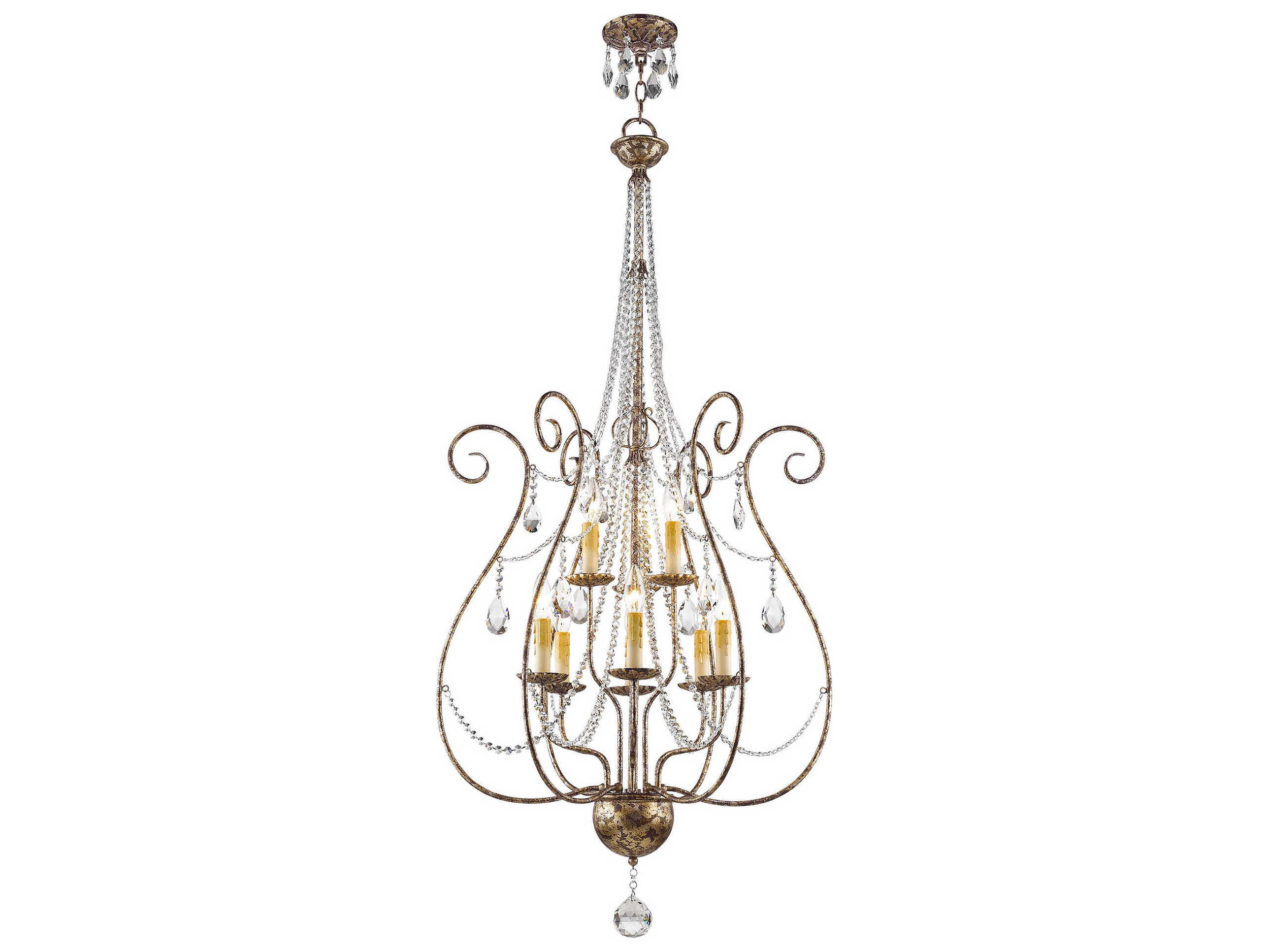 Livex Lighting Isabella 9-Light Hand Applied European Bronze Crystal Candelabra Tiered Chandelier