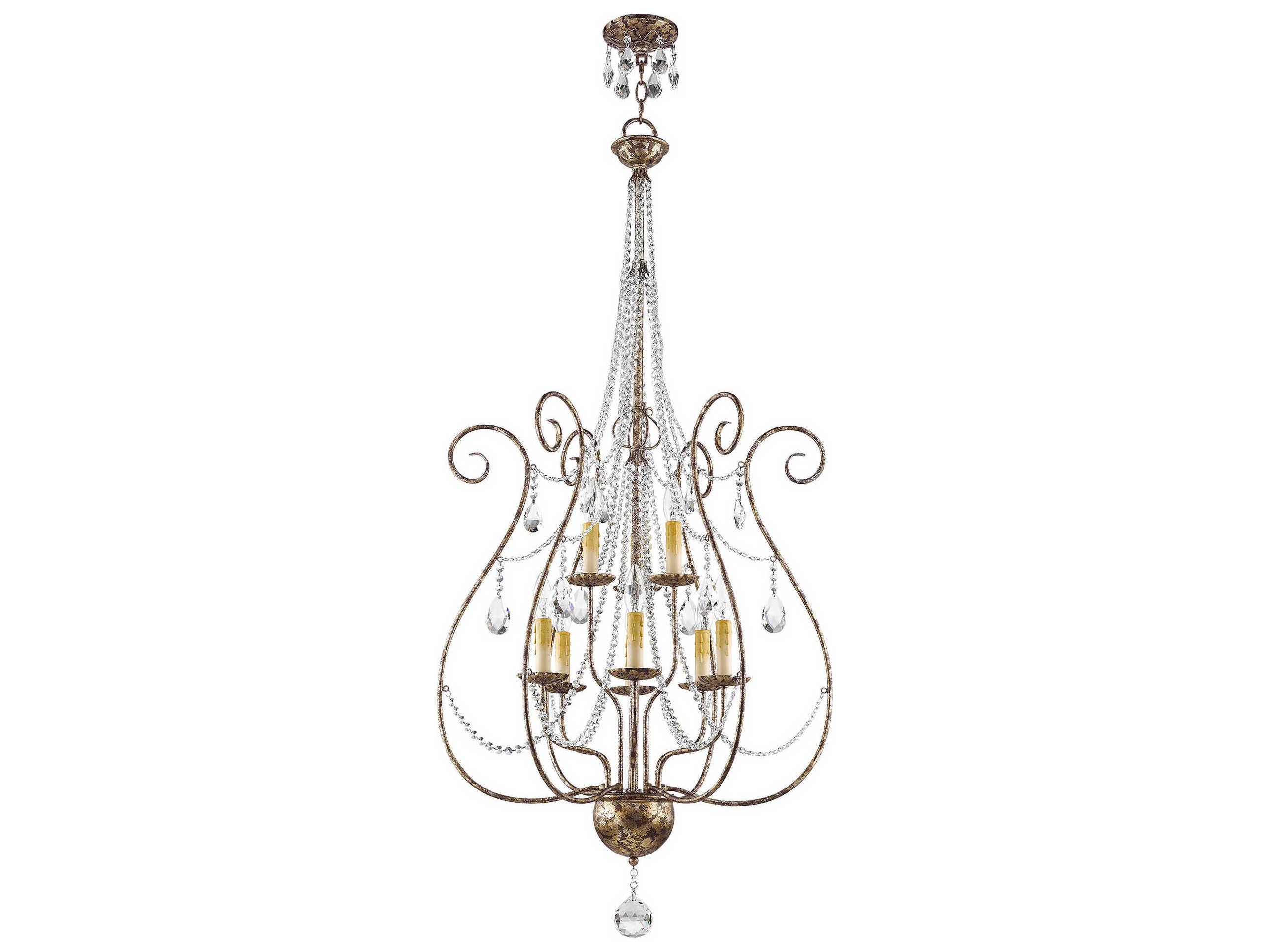 Livex Lighting Isabella 9-Light Hand Applied European Bronze Crystal Candelabra Tiered Chandelier