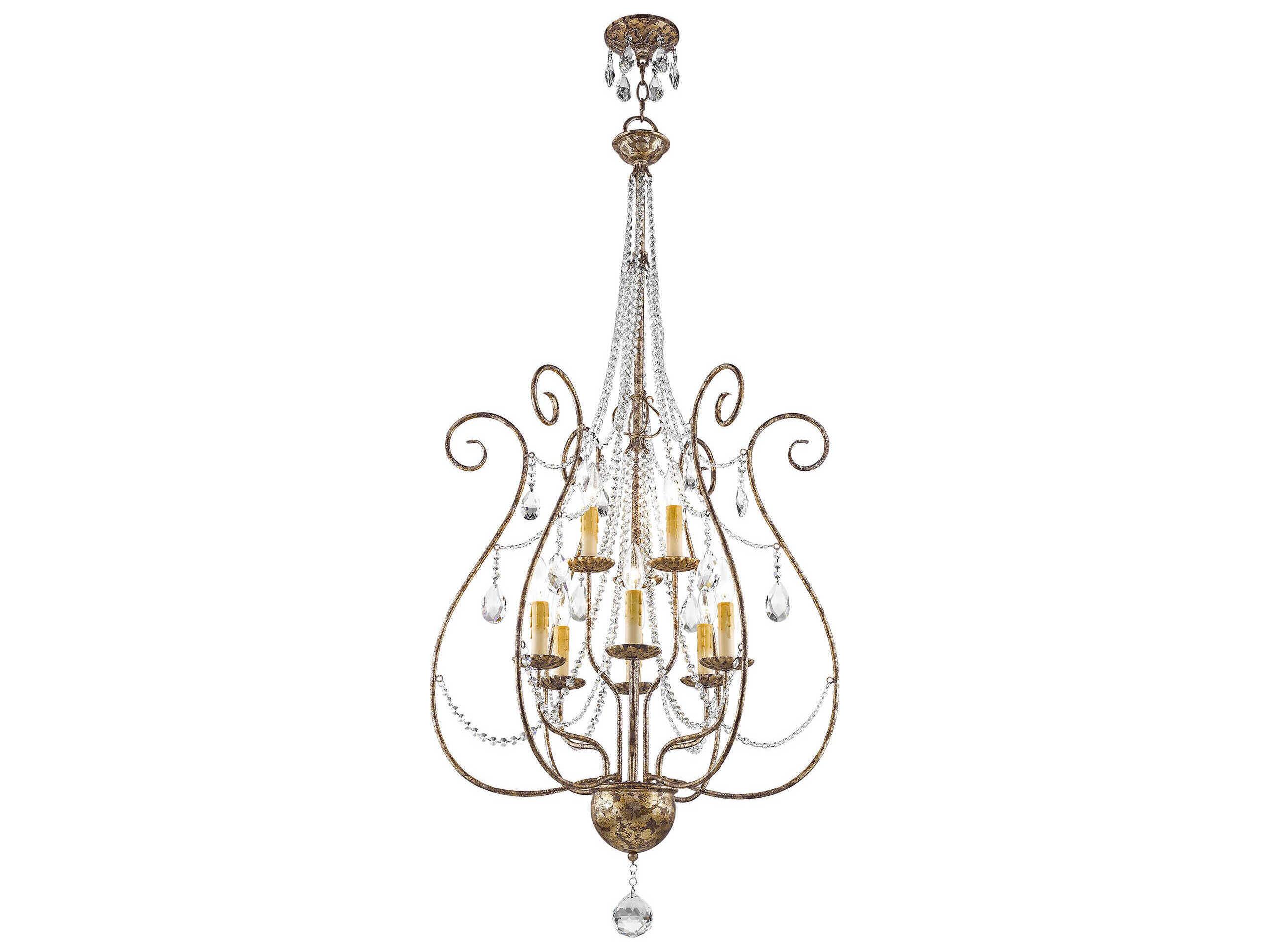 Livex Lighting Isabella 9-Light Hand Applied European Bronze Crystal Candelabra Tiered Chandelier
