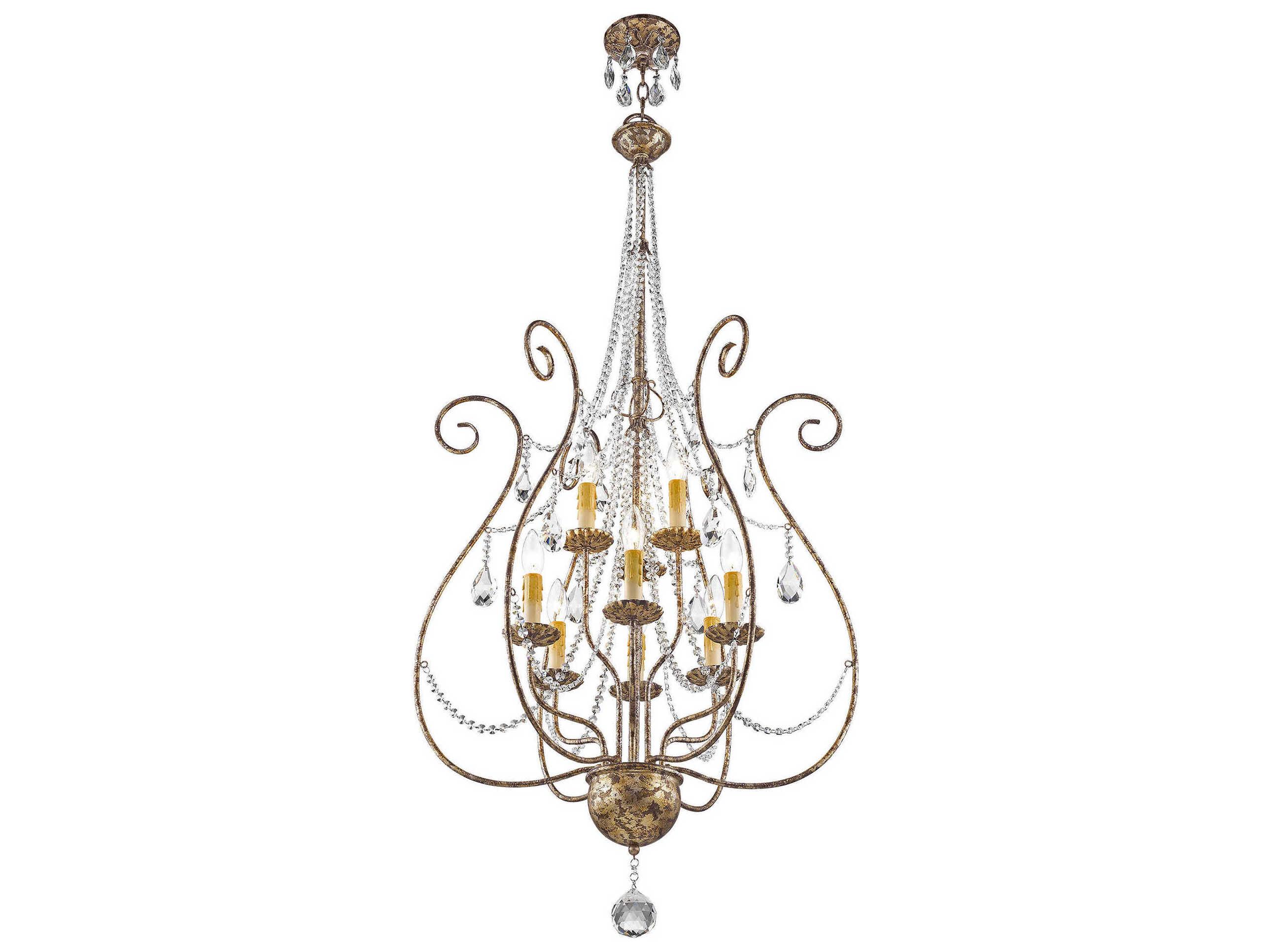Livex Lighting Isabella 9-Light Hand Applied European Bronze Crystal Candelabra Tiered Chandelier
