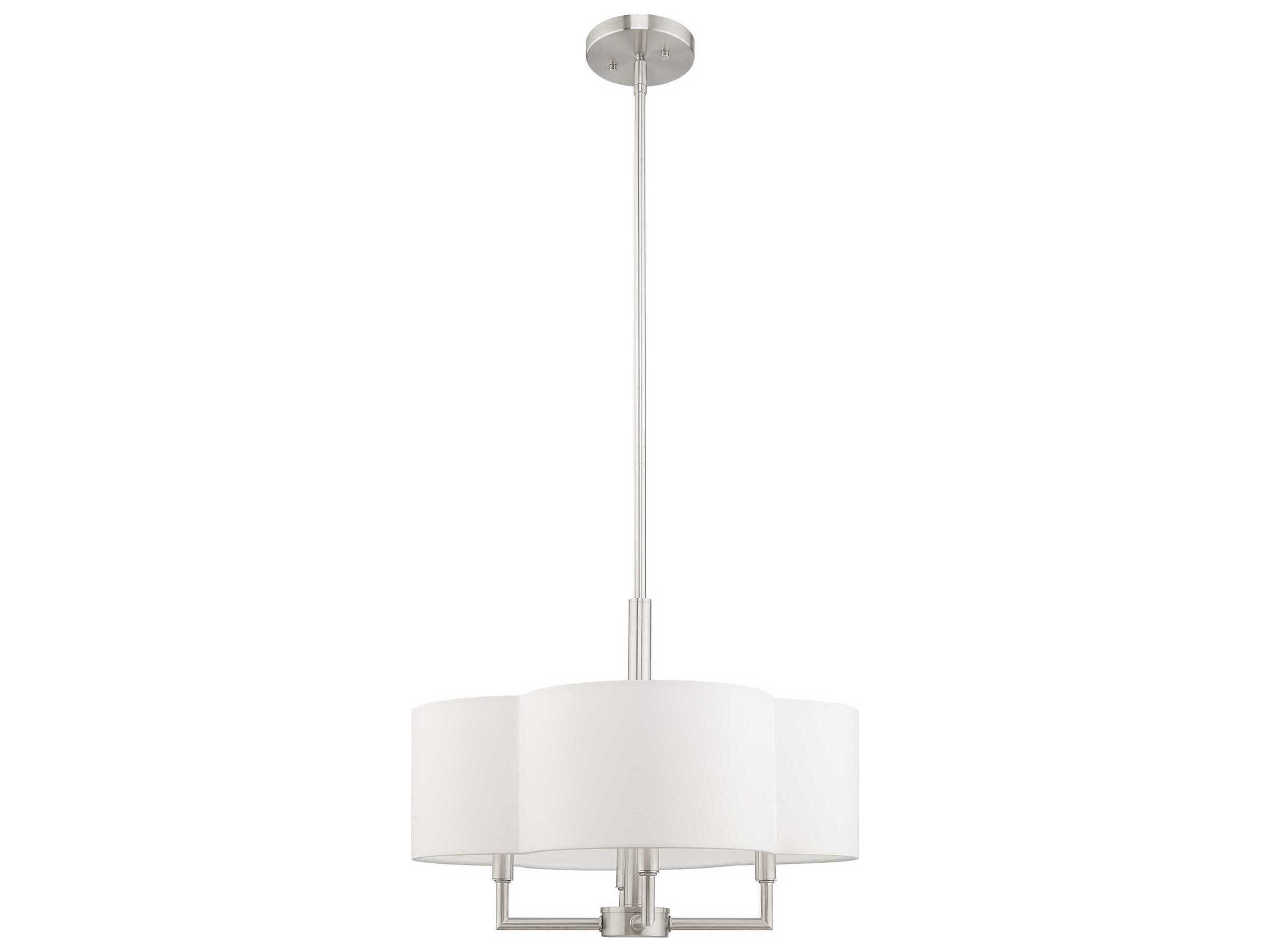 Livex Lighting Chelsea 4-Light Brushed Nickel White Chandelier