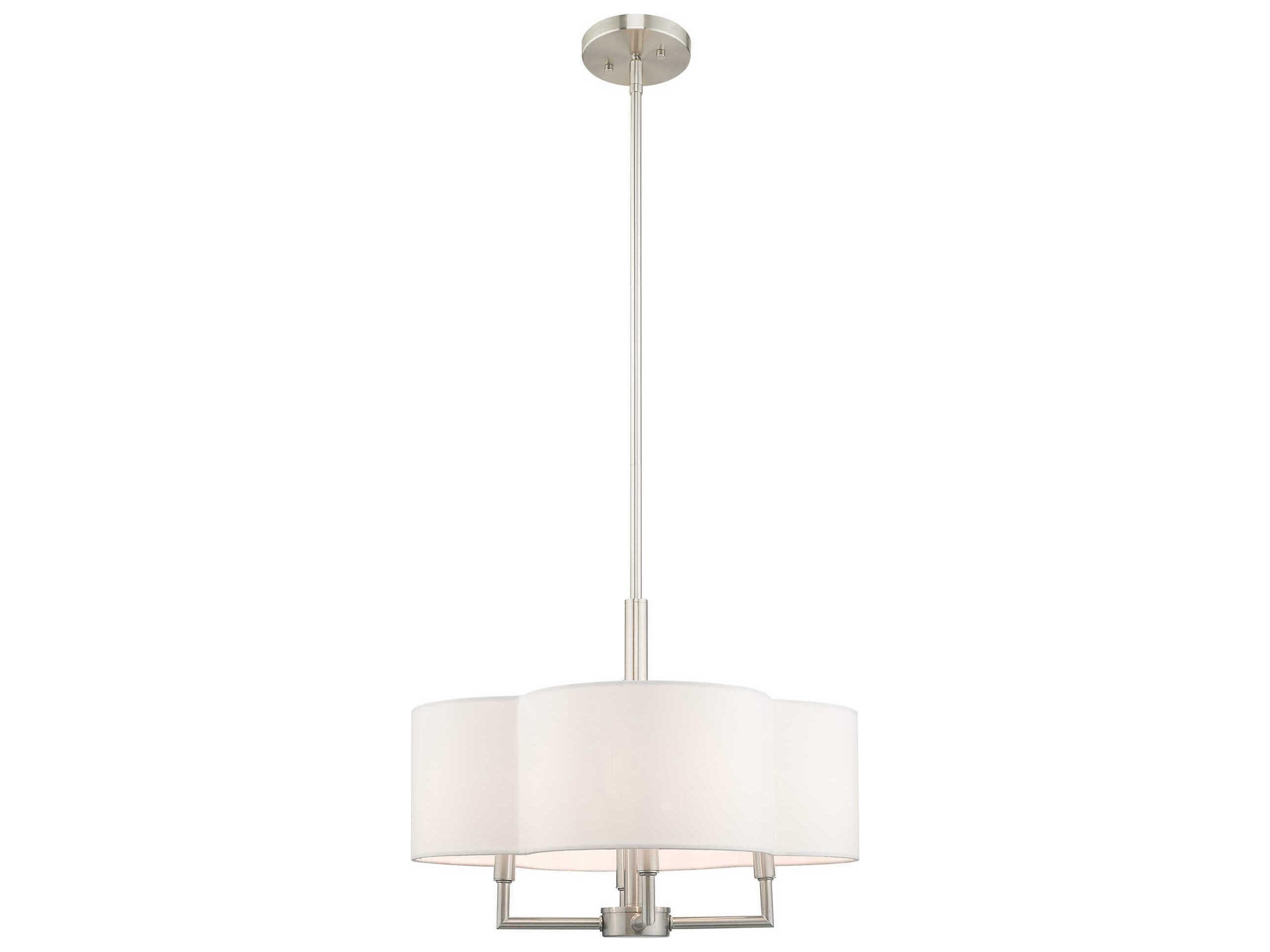 Livex Lighting Chelsea 4-Light Brushed Nickel White Chandelier