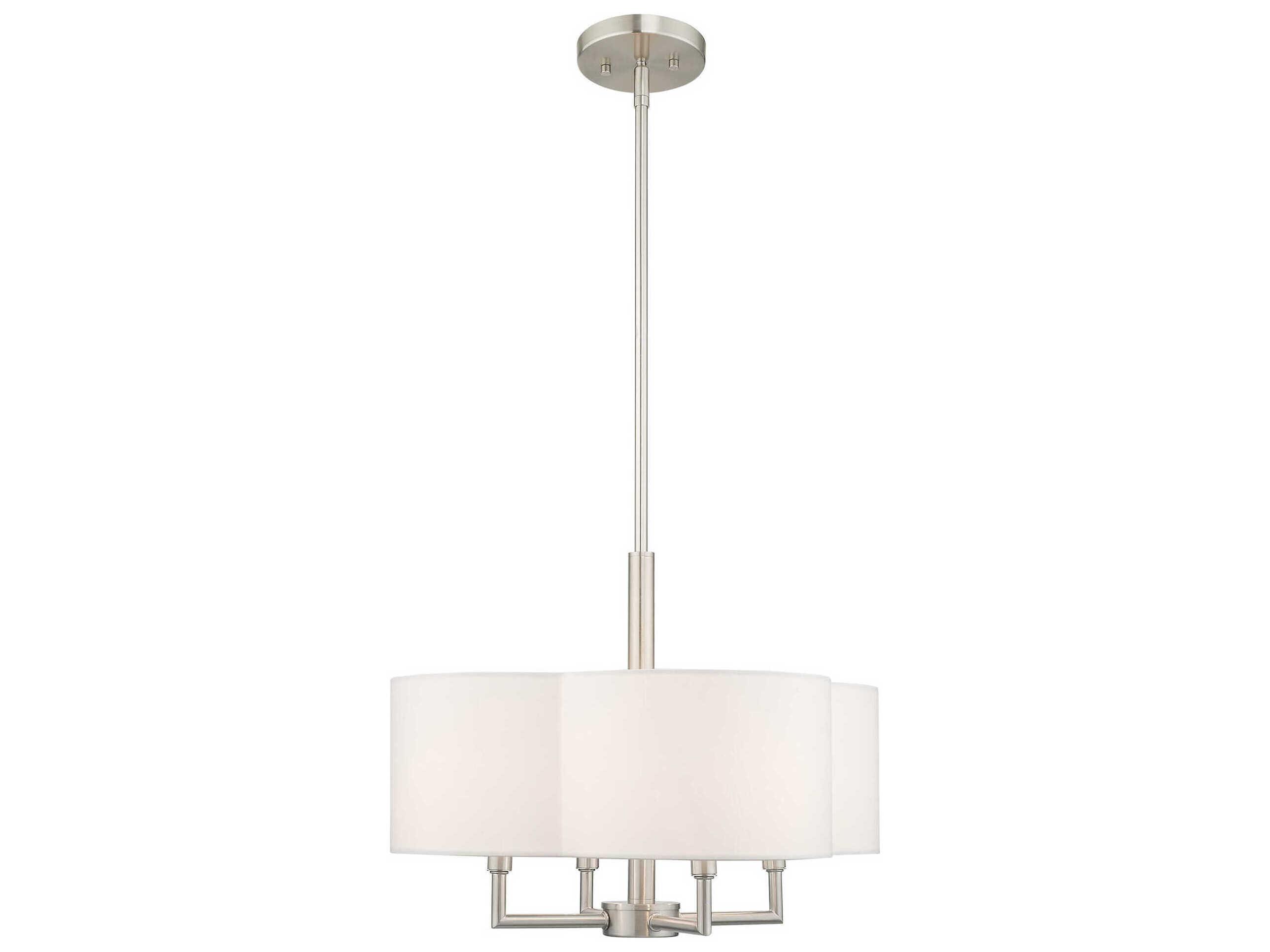 Livex Lighting Chelsea 4-Light Brushed Nickel White Chandelier
