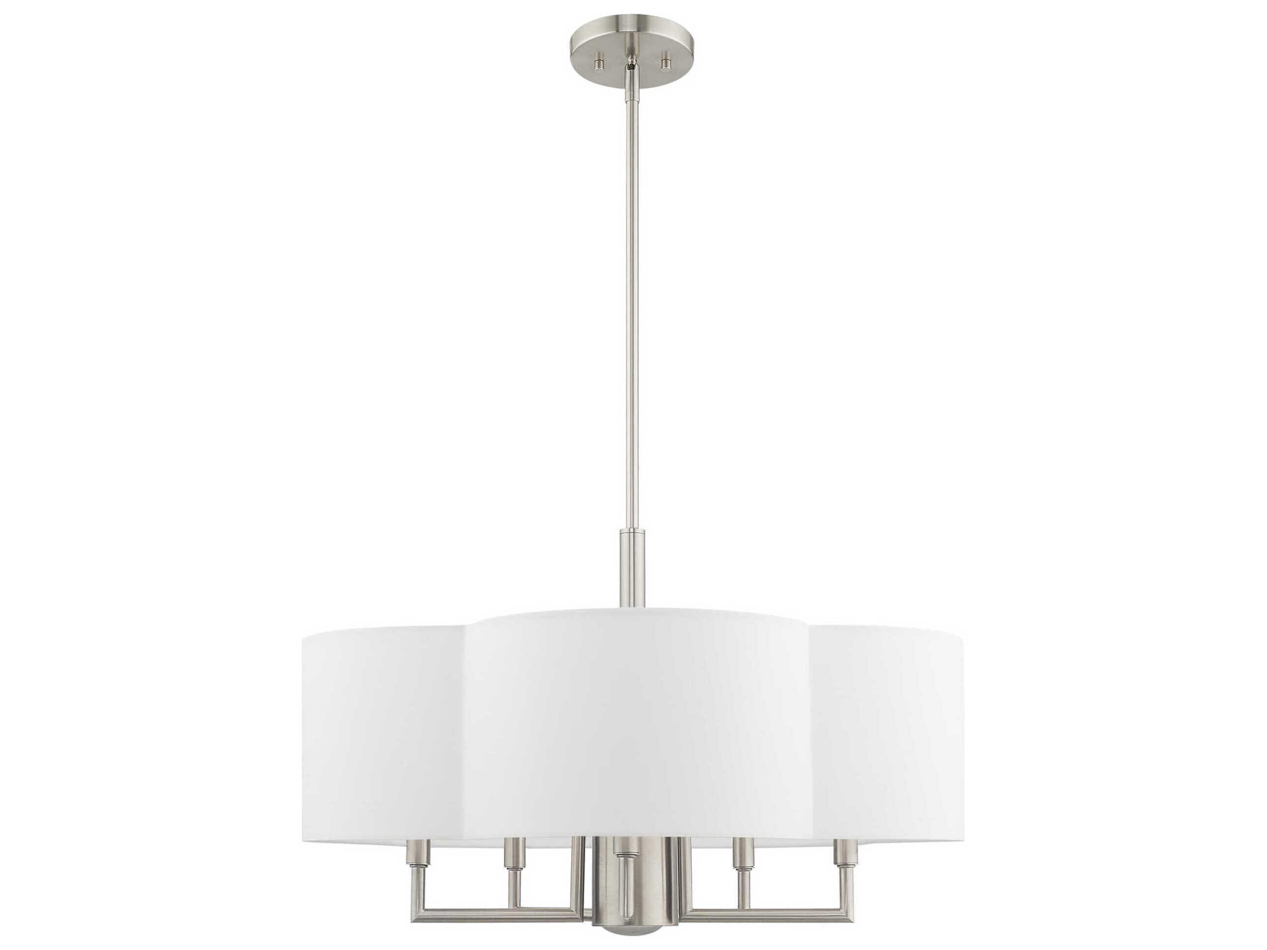 Livex Lighting Chelsea 6-Light Brushed Nickel White Chandelier