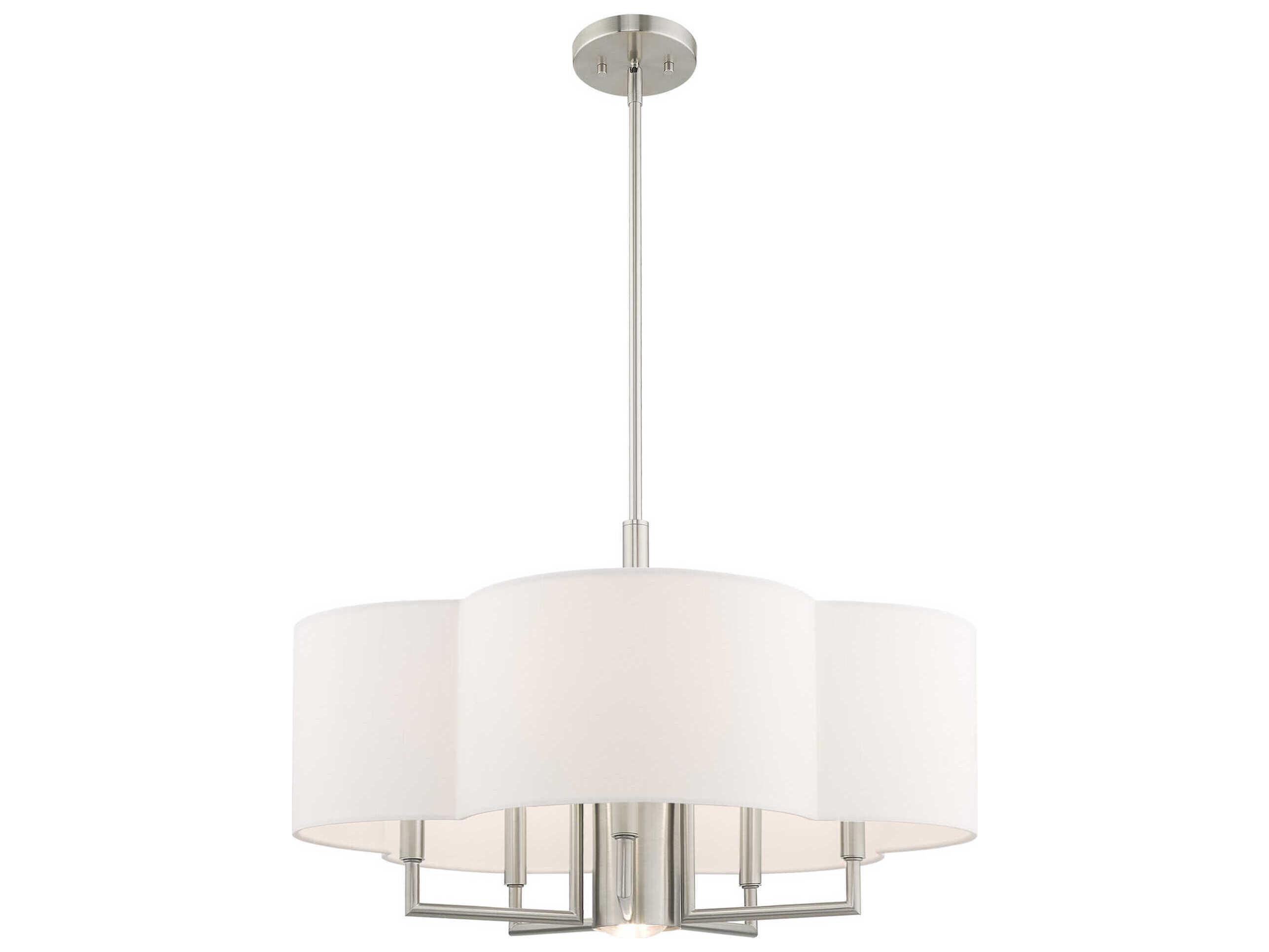 Livex Lighting Chelsea 6-Light Brushed Nickel White Chandelier