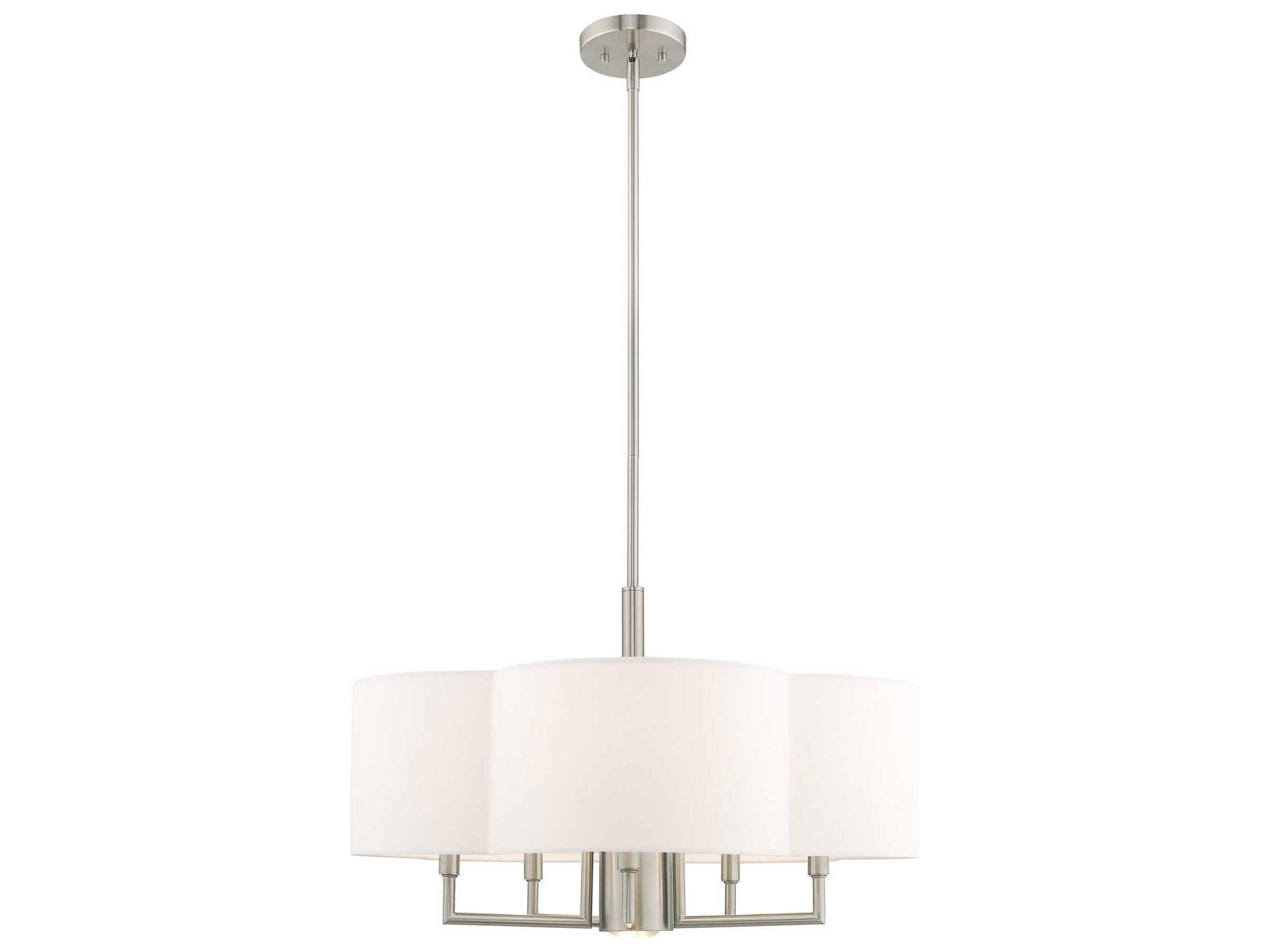 Livex Lighting Chelsea 6-Light Brushed Nickel White Chandelier