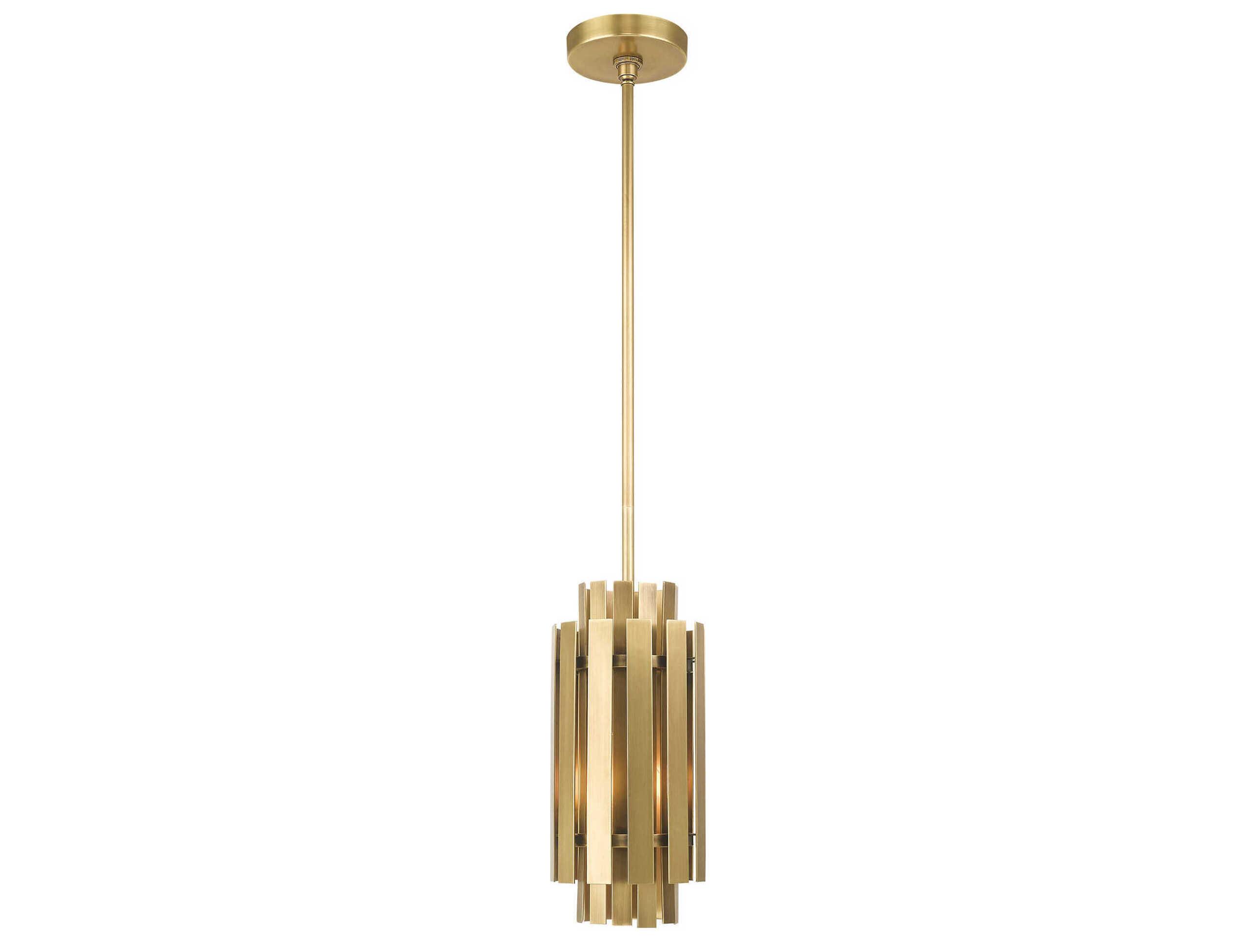 Livex Lighting Greenwich 1-Light Natural Brass Cylinder Mini Pendant