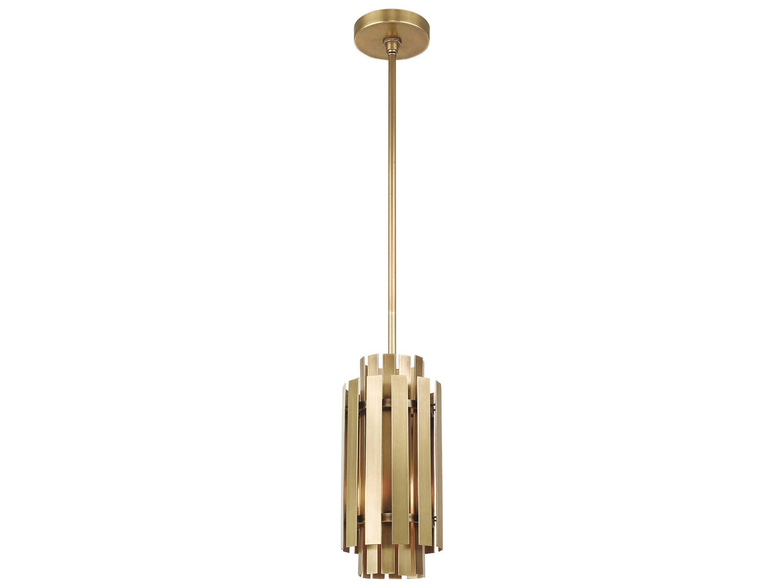 Livex Lighting Greenwich 1-Light Natural Brass Cylinder Mini Pendant