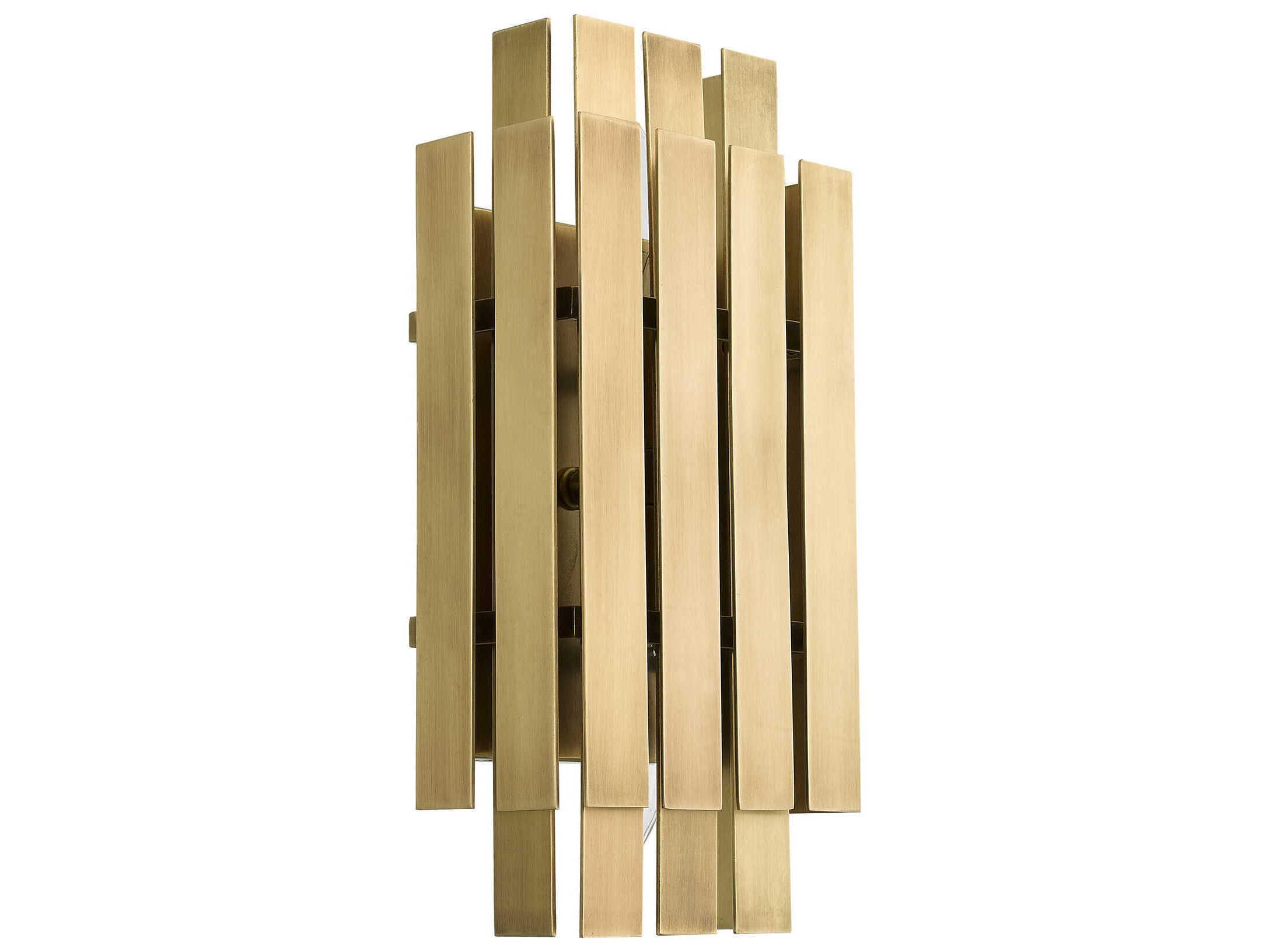 Livex Lighting Greenwich 2-Light Natural Brass Glass Wall Sconce