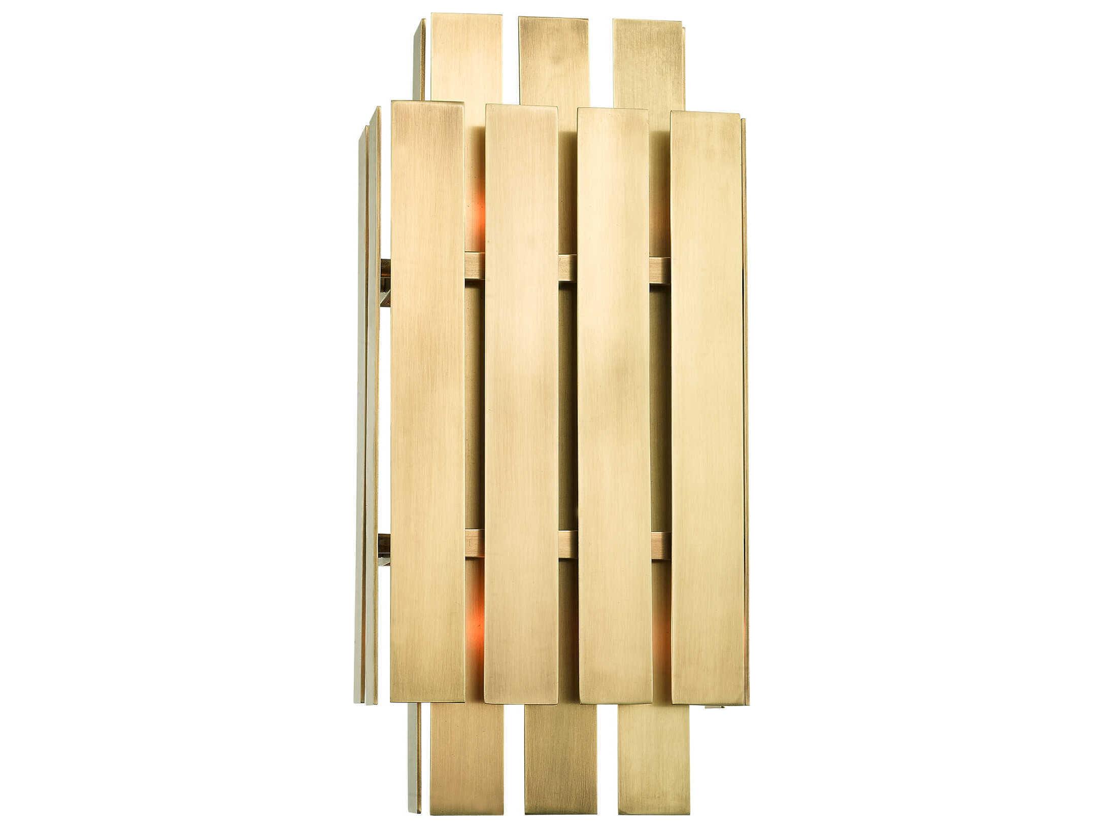 Livex Lighting Greenwich 2-Light Natural Brass Glass Wall Sconce