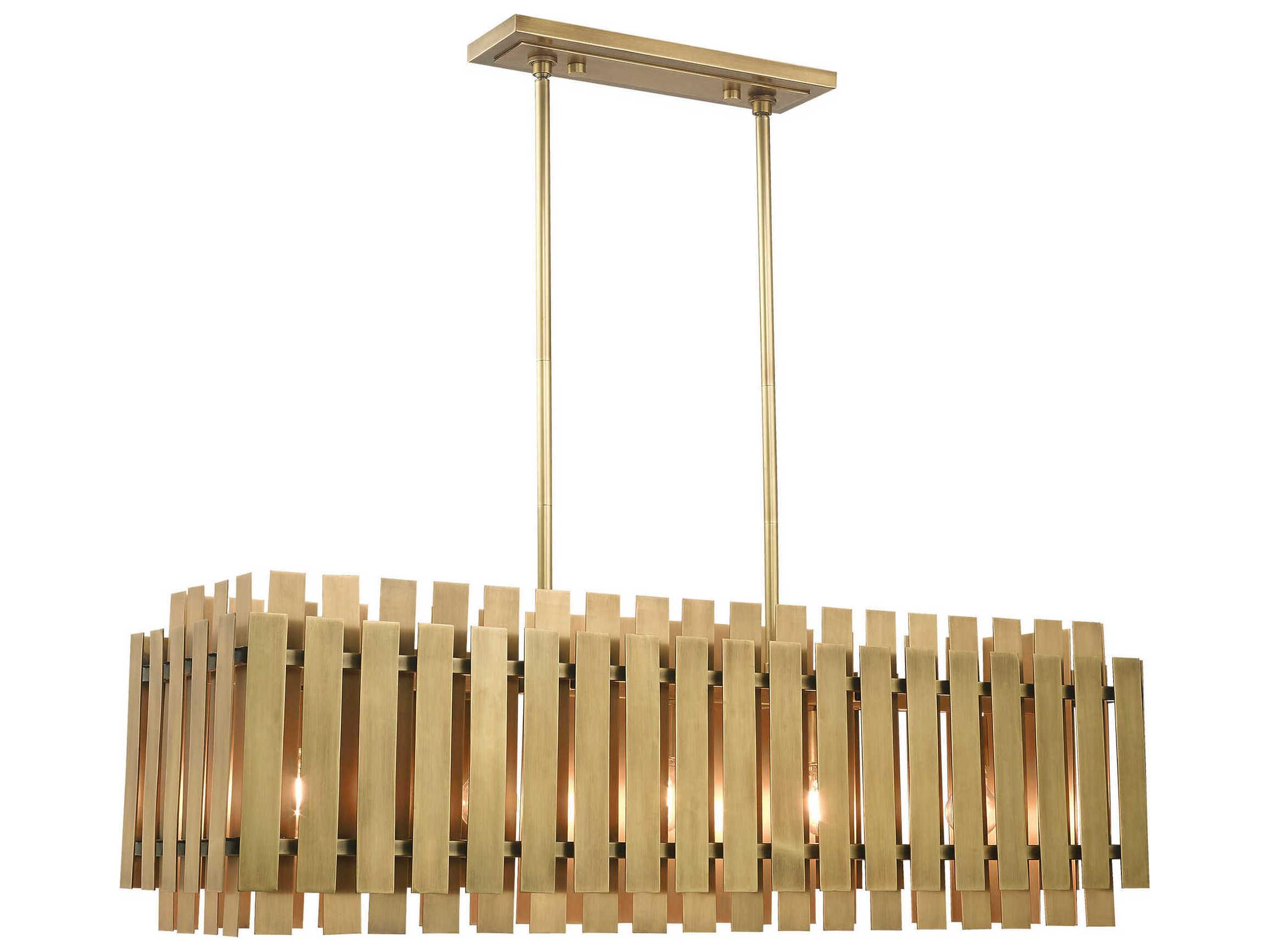 Livex Lighting Greenwich 5-Light Natural Brass Island Pendant