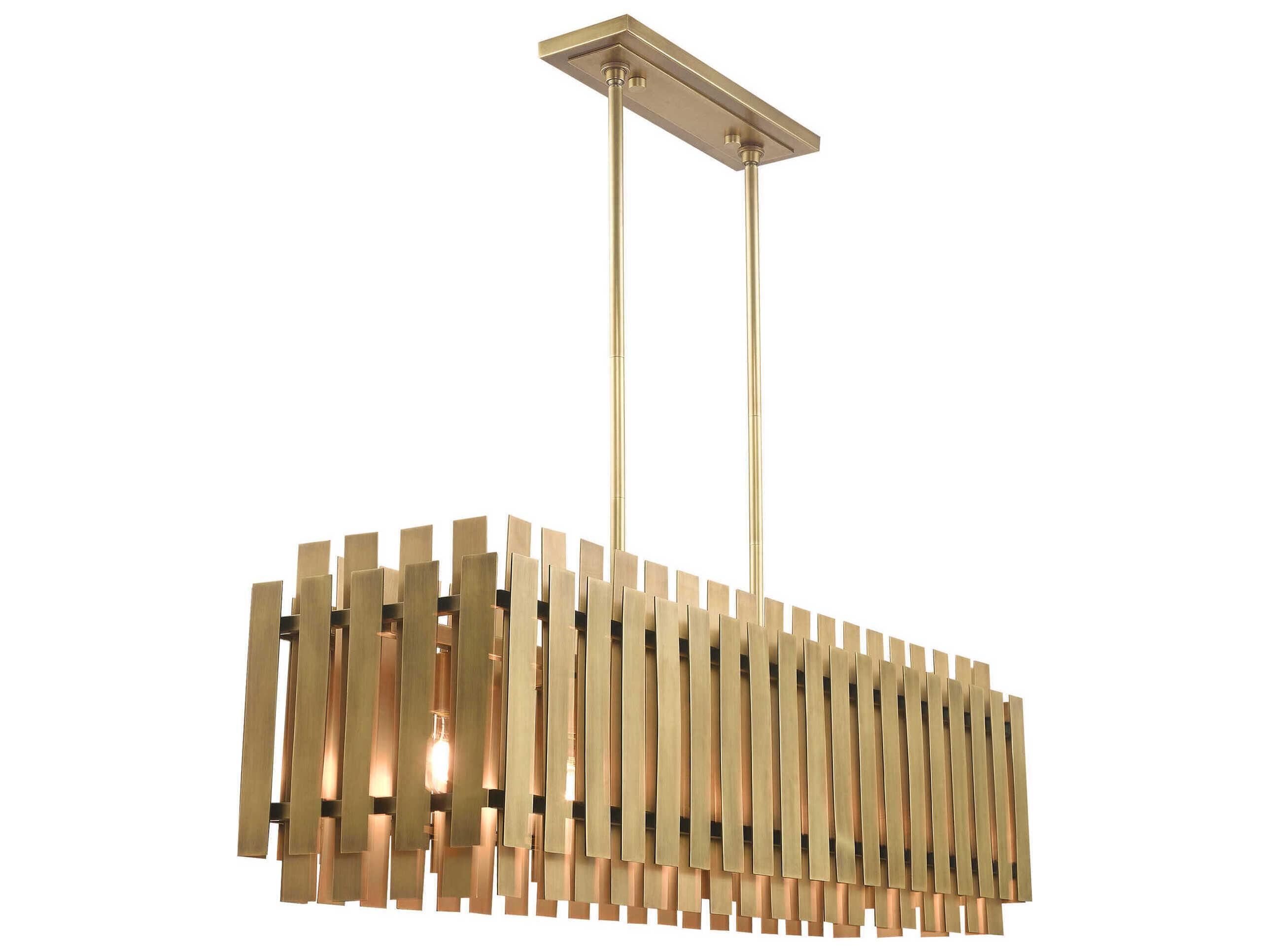 Livex Lighting Greenwich 5-Light Natural Brass Island Pendant