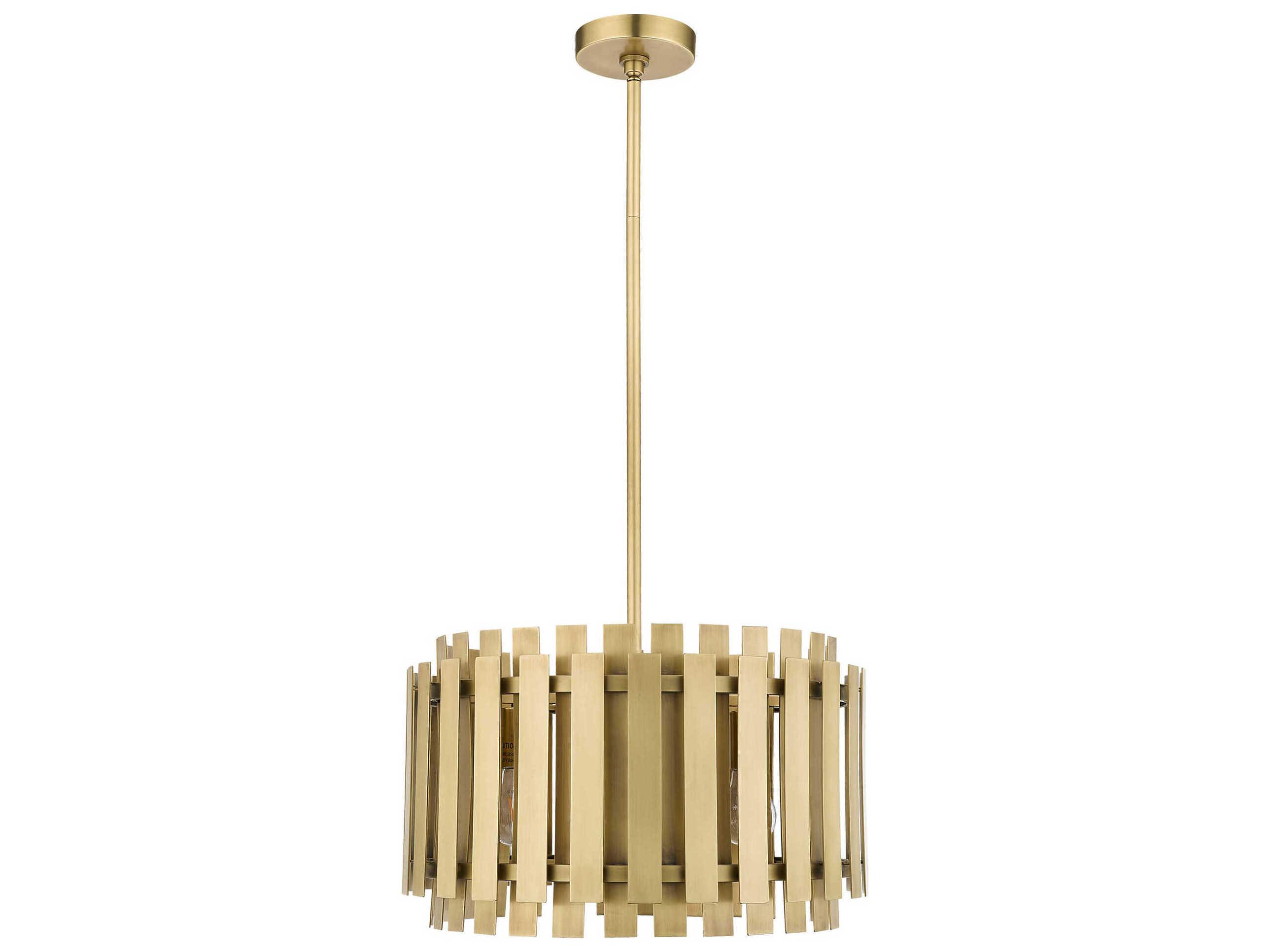 Livex Lighting Greenwich 5-Light Natural Brass Drum Pendant