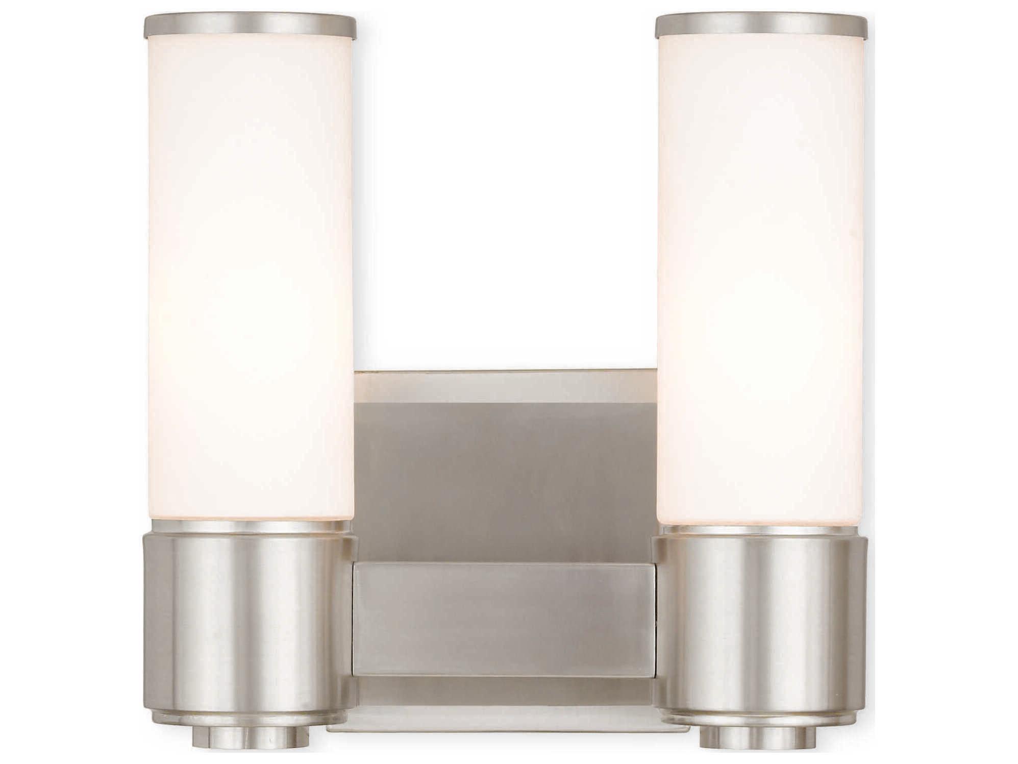 Livex Lighting Weston 2-Light Brushed Nickel White Glass Wall Sconce