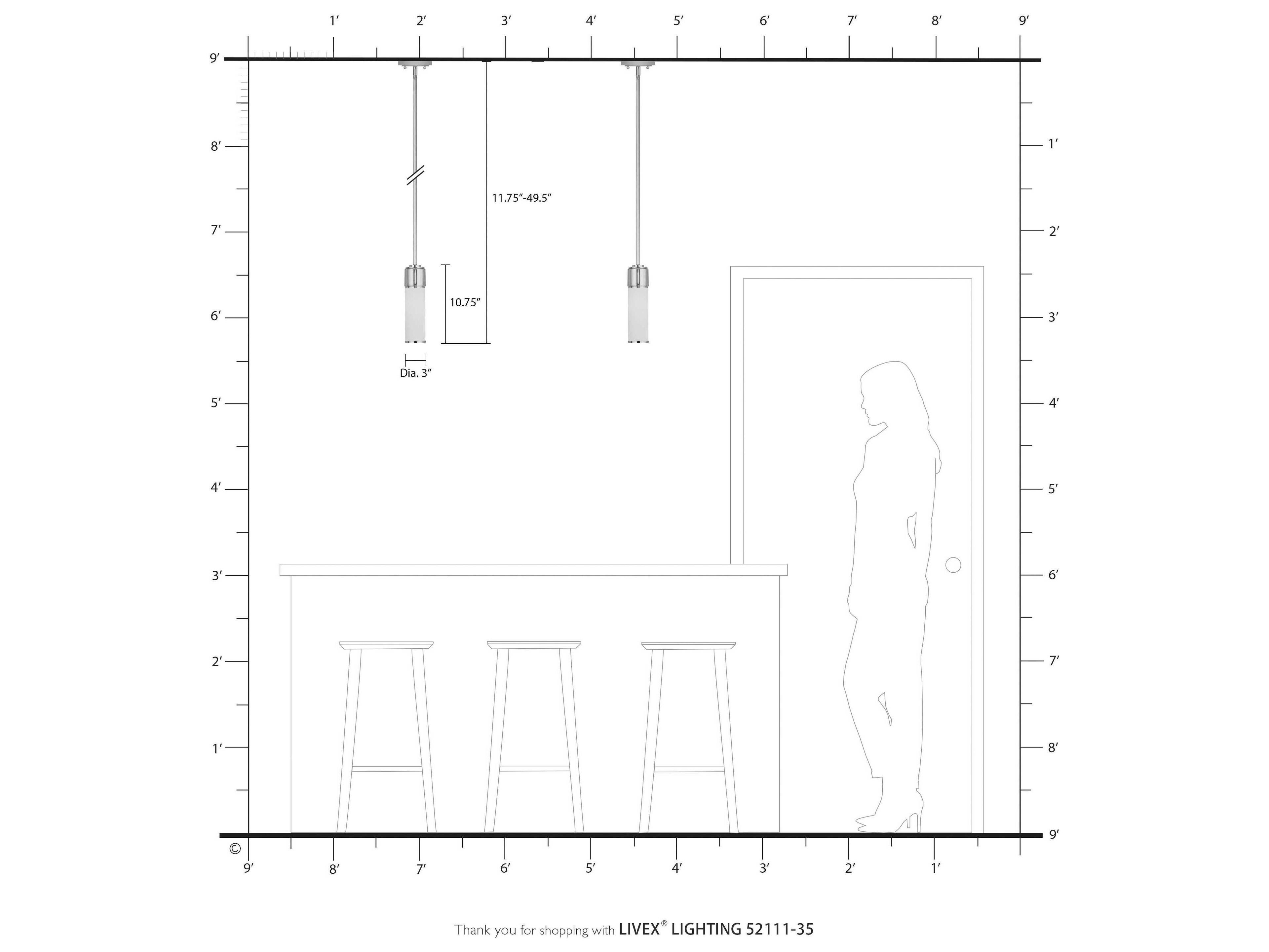 Livex Lighting Weston 1-Light Polished Nickel Glass Cylinder Mini Pendant