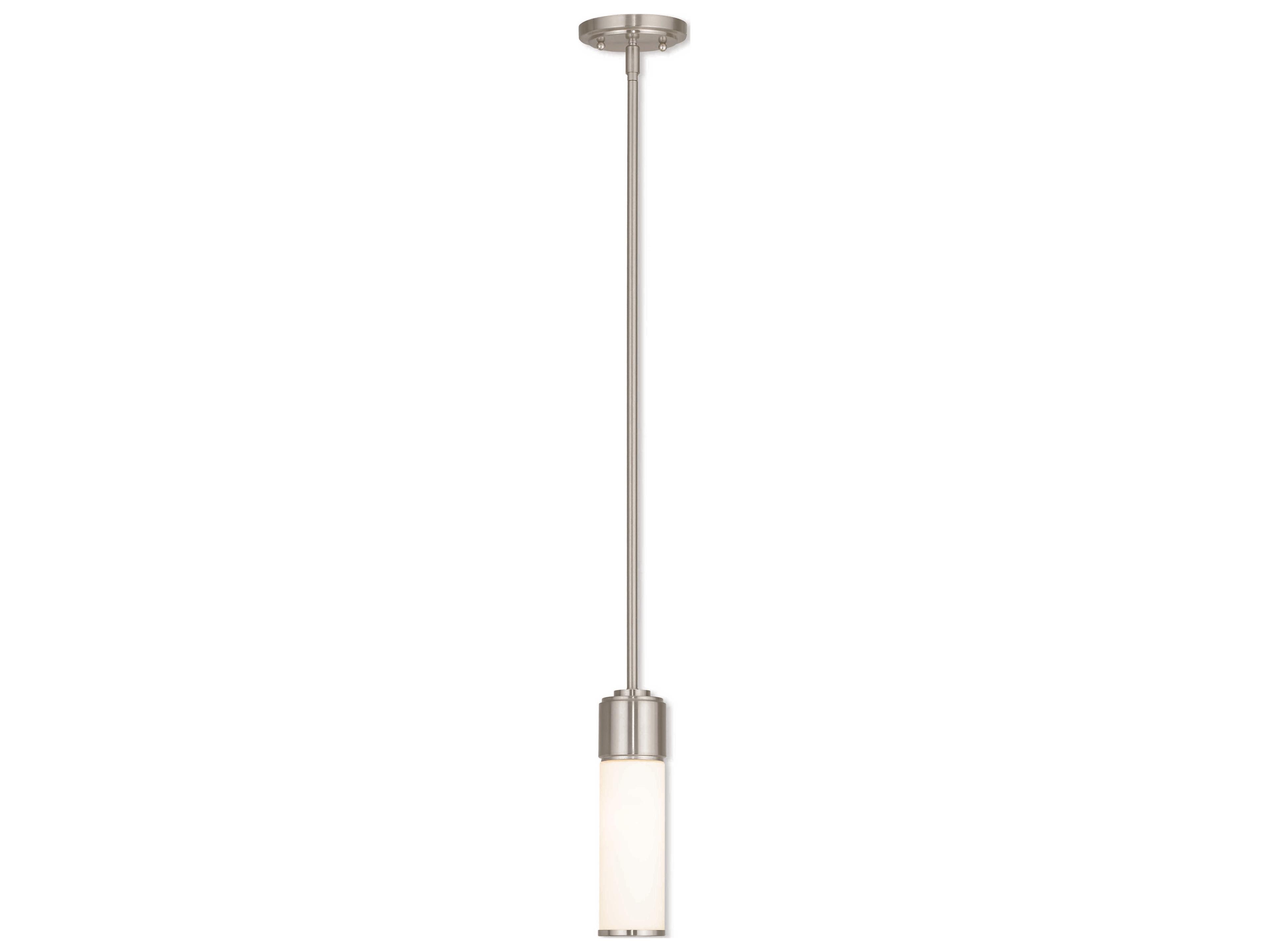 Livex Lighting Weston 1-Light Brushed Nickel Glass Cylinder Mini Pendant